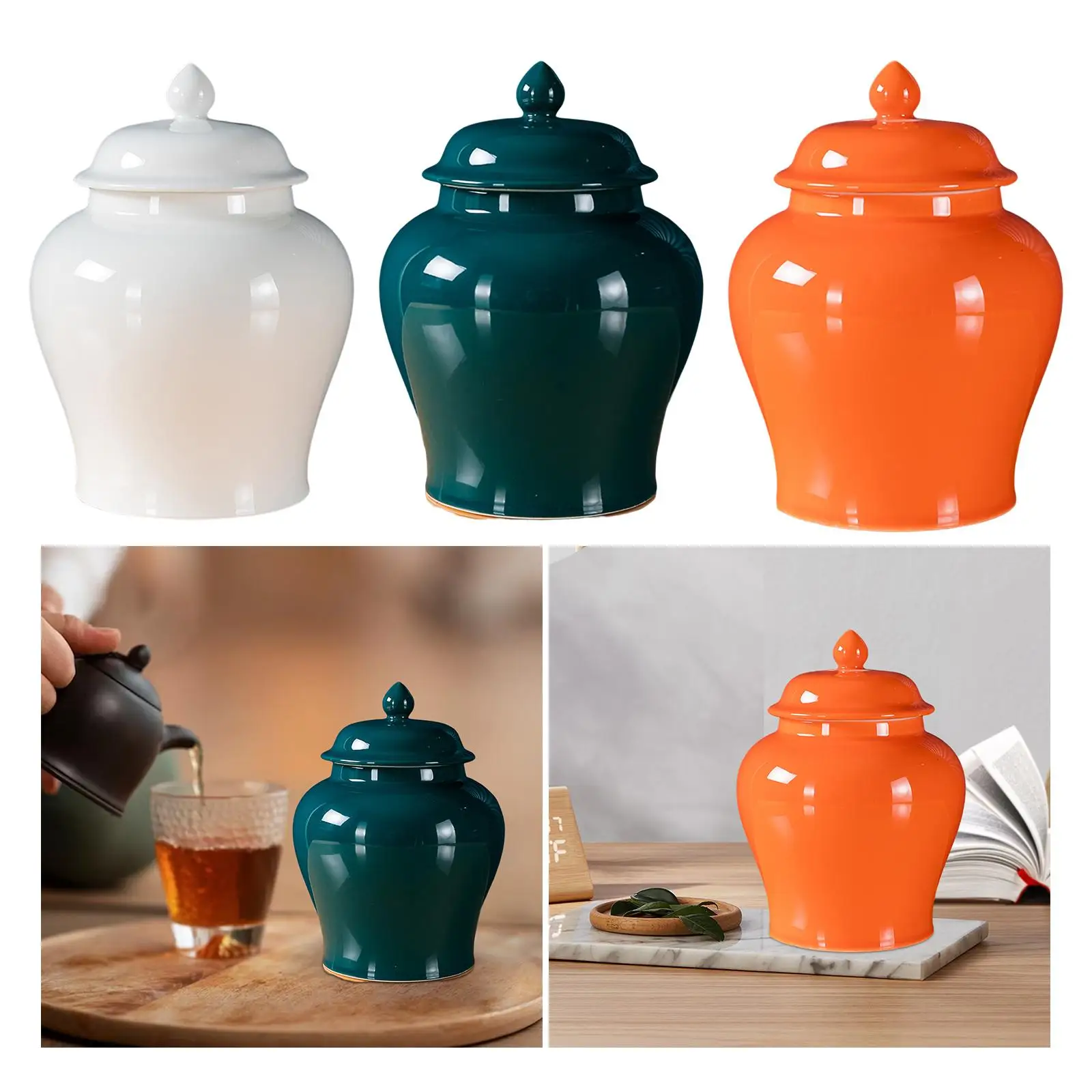 Porcelain Ginger Jars Glaze Decorative Storage Flowerpot Organizer Decorative