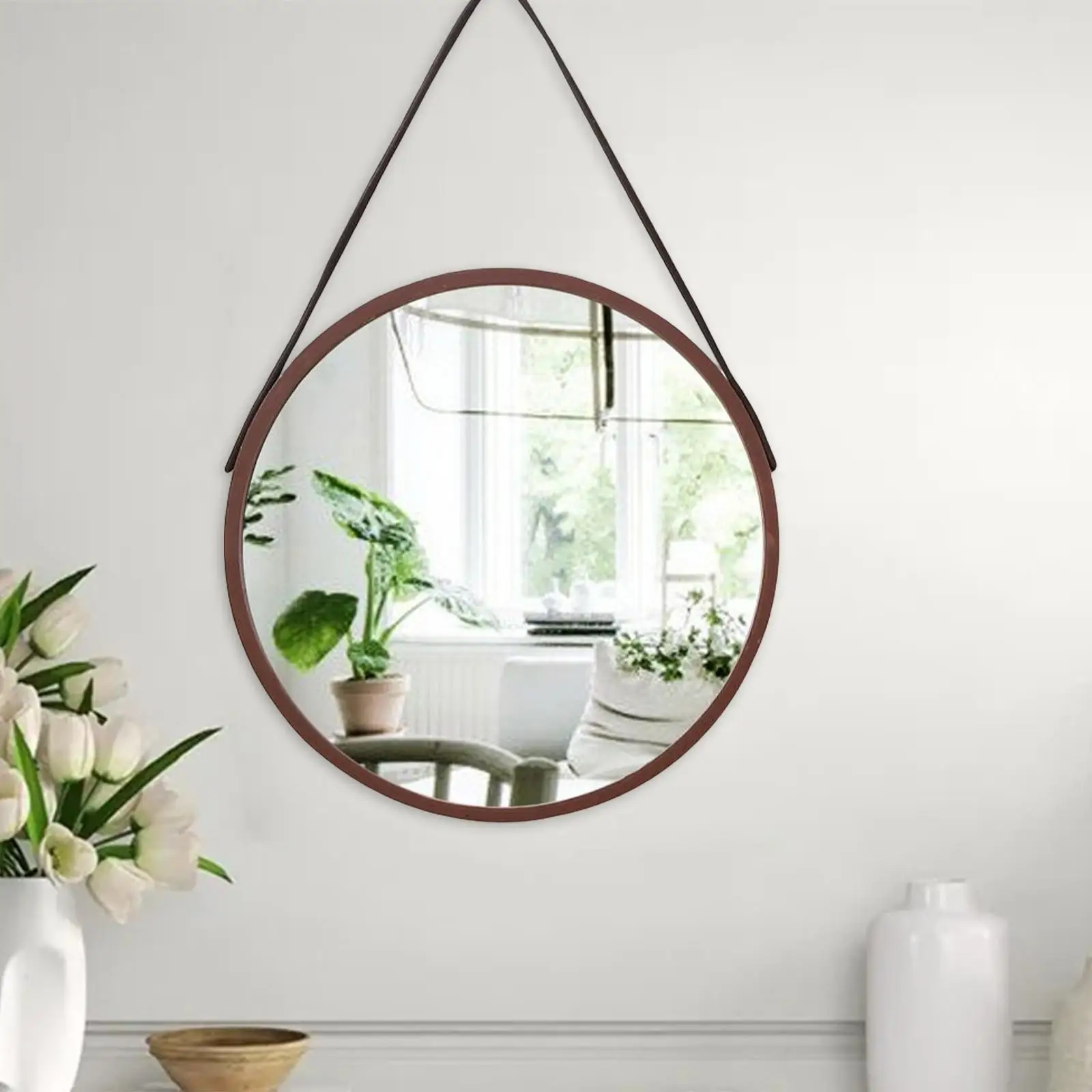 Wall Hanging Mirror Ornament Art Round for Makeup Living Room Decorative