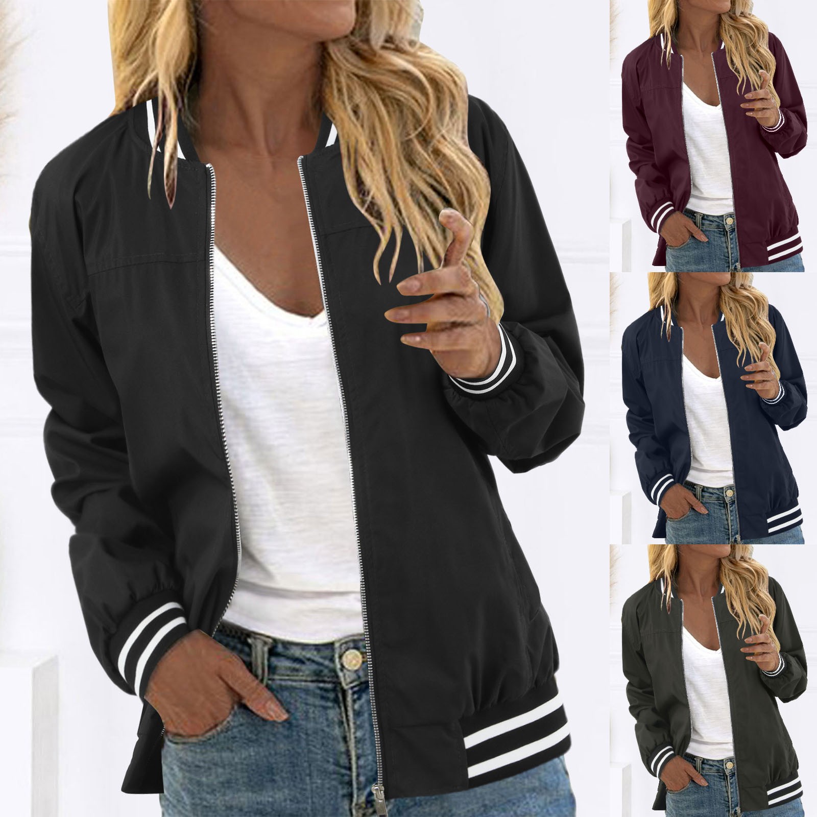 Title 1, 2024 Women Jacket Autumn Fashion Zipper Pocket ...