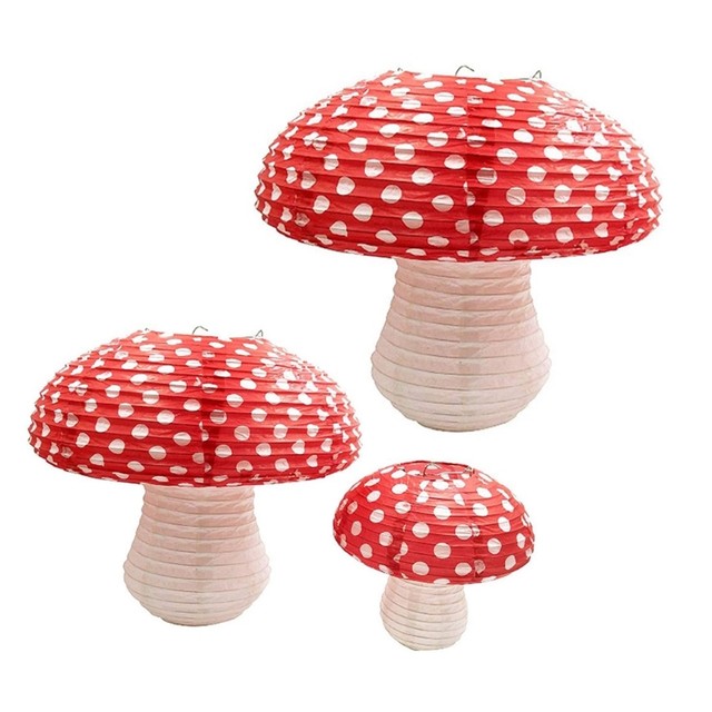 367A Mushroom Shaped Paper Lanterns 3D Mushroom Decoration Hanging Lantern  for Garden - AliExpress