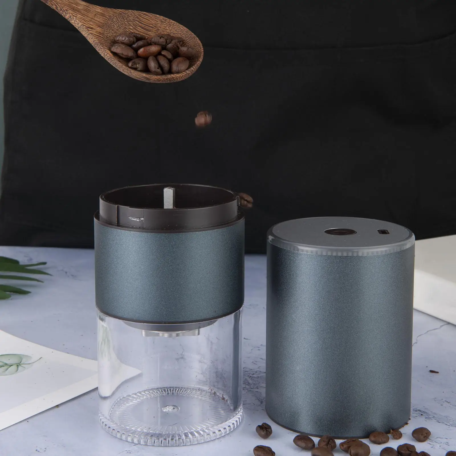 Portable Automatic Burr Coffee Grinder Coffee Bean Mill Removable Bowl USB Small Coffee Bean Grinder for Working Travel Spices