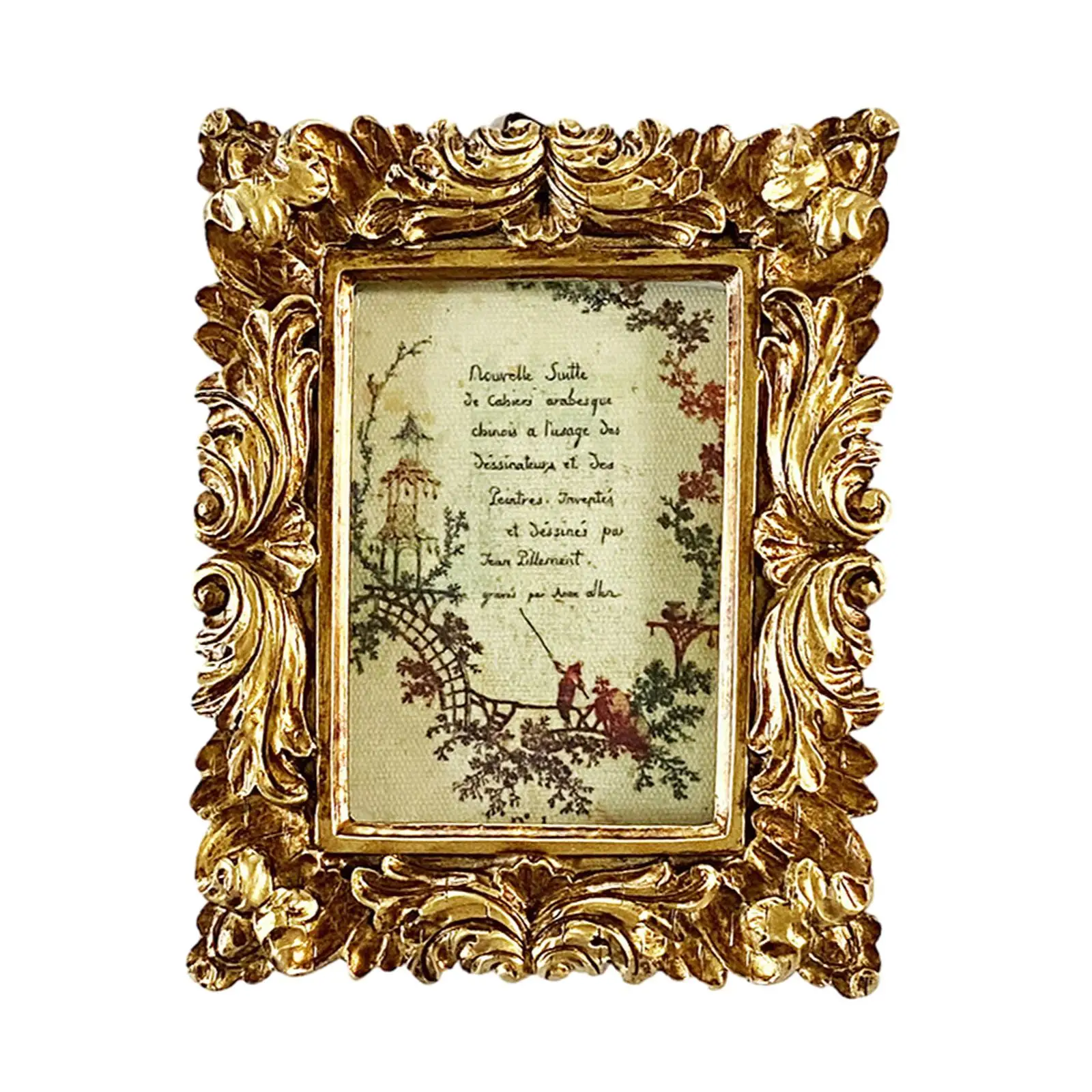 Vintage Style Photo Frame Tabletop Wall Hanging Embossed Picture Frame