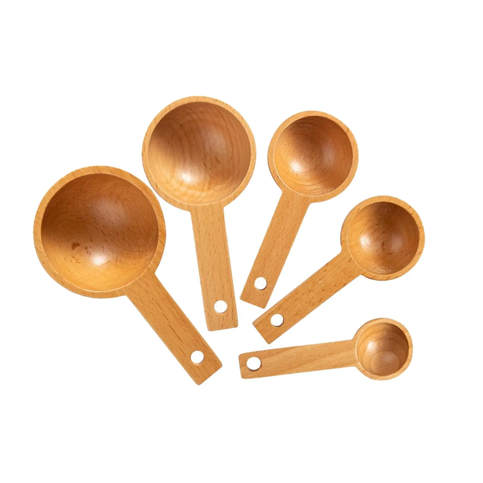 5 Sizes Wood Measuring Spoons Coffee Spoon Tablespoon for Kitchen Cooking