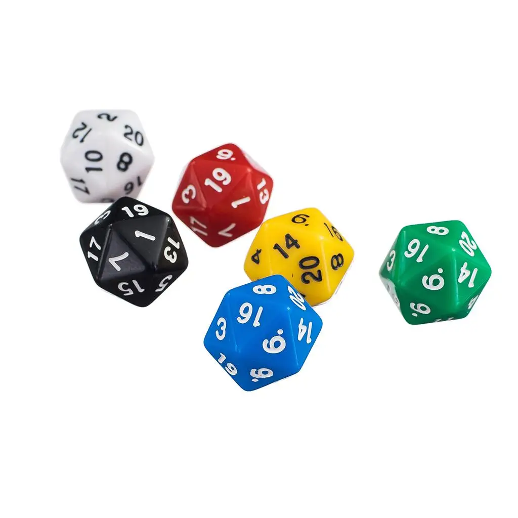 6Pcs Colorful Twenty Sided Dice D20 for MTG RPG Roleplaying KTV Board Game