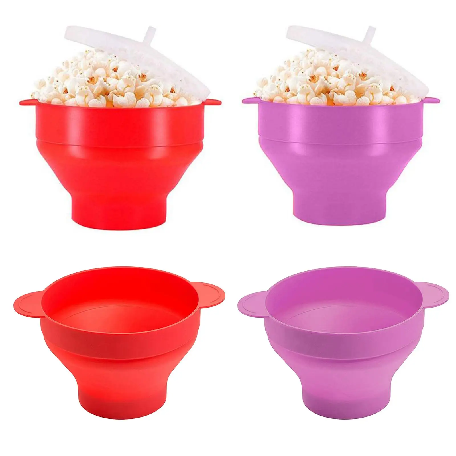 Silicone Collapsible Microwave Popcorn Bowl BPA Free Healthy with Lid -40℃ to +230℃ Movie Accessories