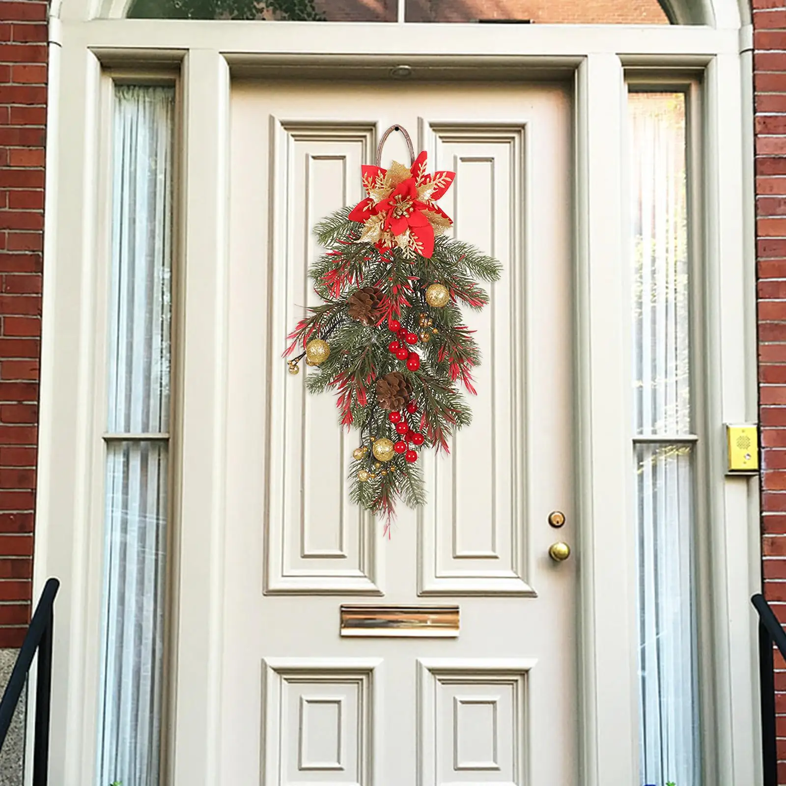 Winter Christmas Teardrop Wreath Artificial Door Swag for Garden Decoration