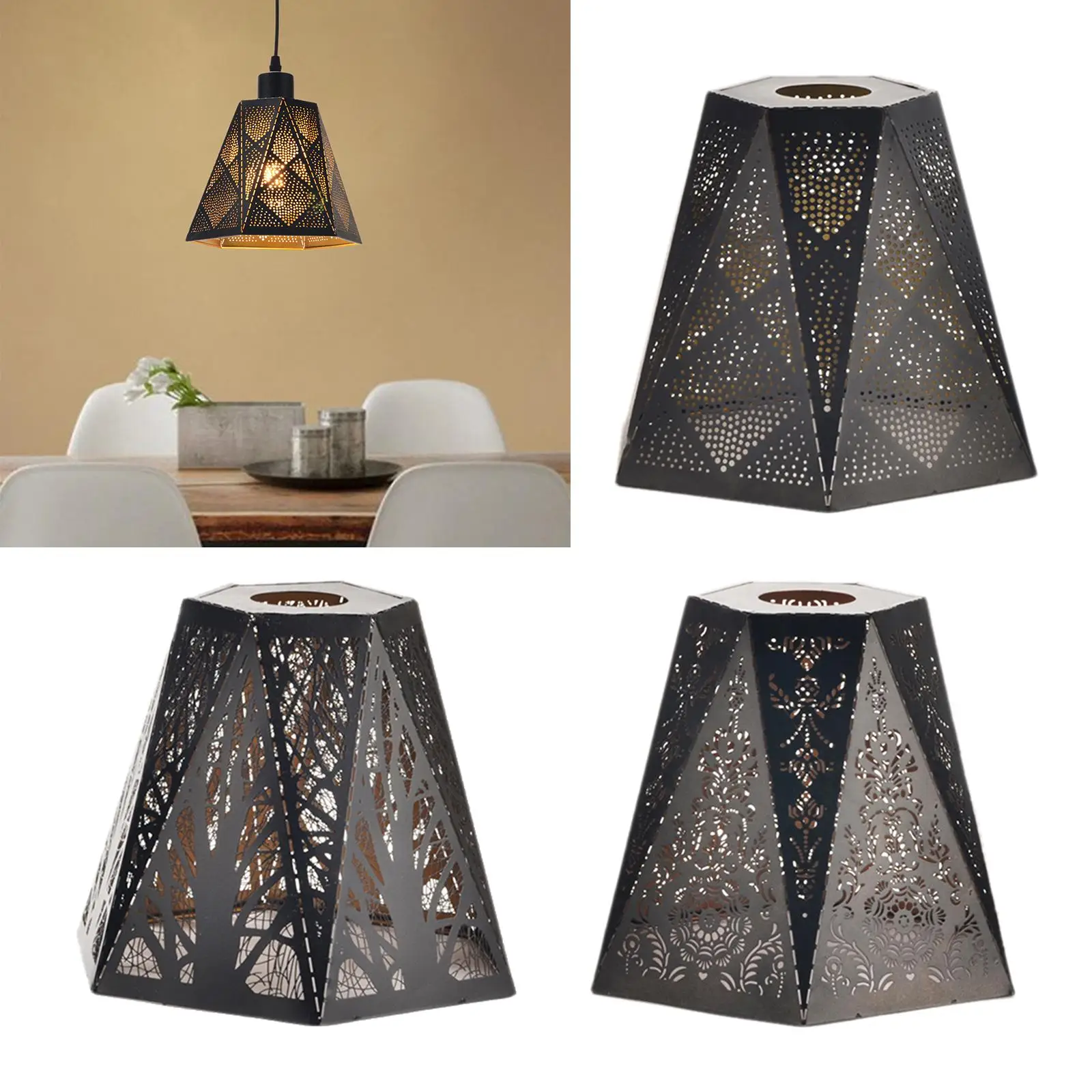 Rustic Style Pendant Lamp Shade Wrought Iron Lampshade for Teahouse Hotel