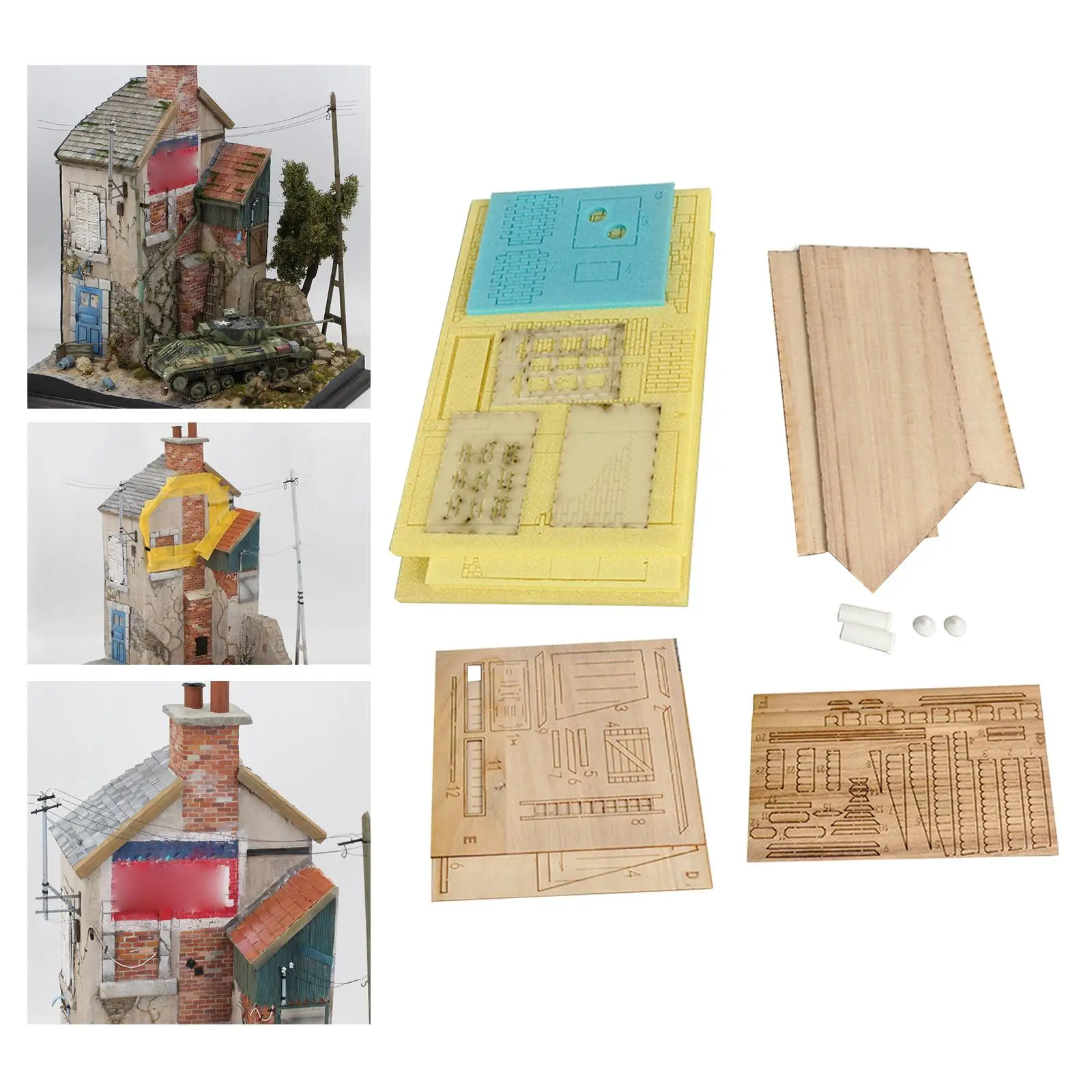 1/35 Scale Scene Architecture Landscape Wooden Diorama Building Model Kits