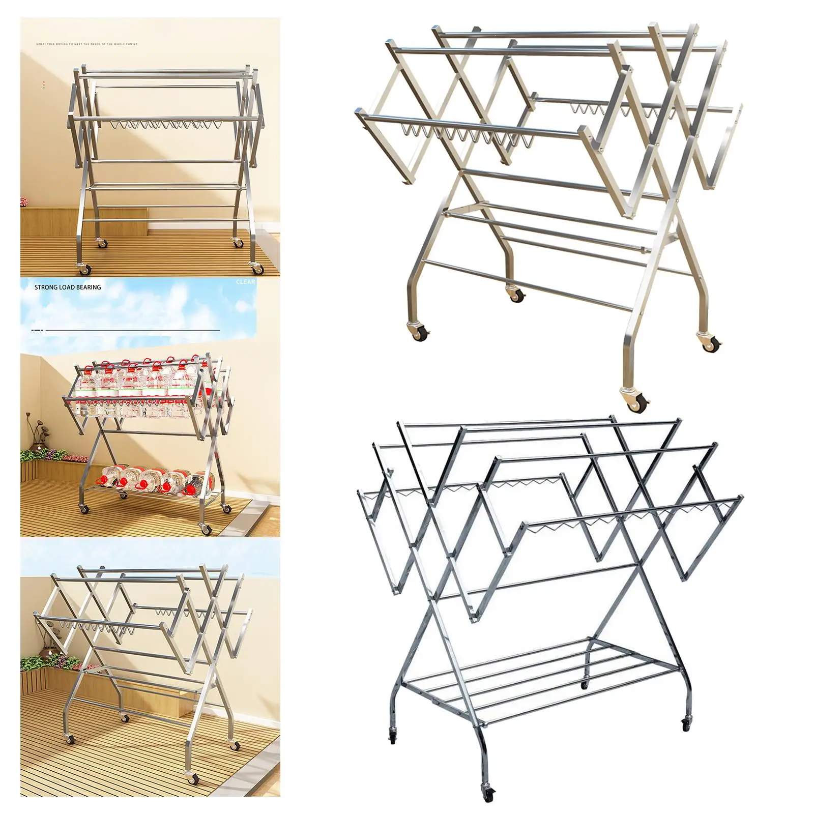 Folding Clothes Drying Rack Multifunctional Laundry Rack Space Saving Easy Storage Floor Drying Rack for Quilts Shoes Bed Sheet