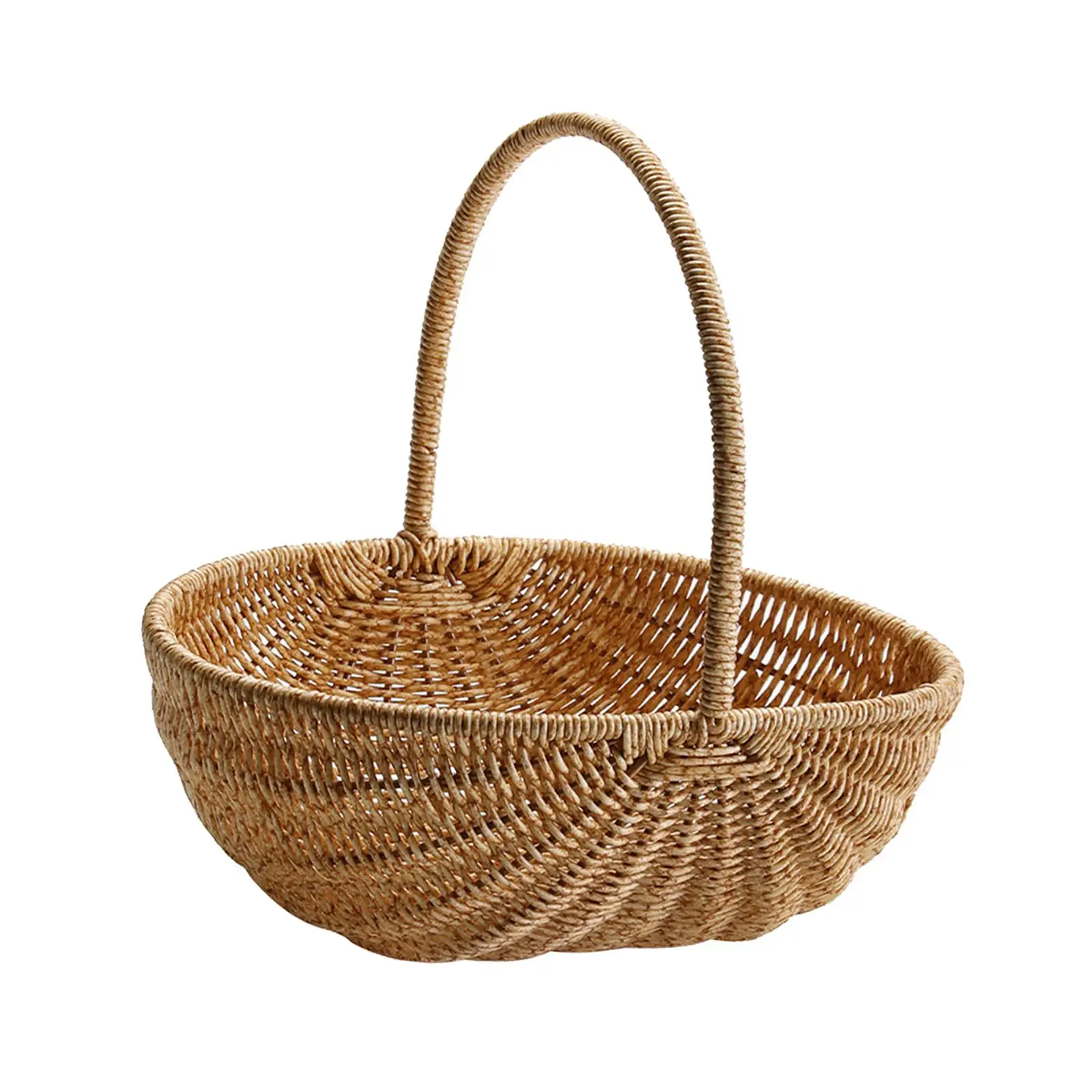 Multipurpose Woven Basket with Handle Rattan Decoration Storage Large Woven Organizer for Picnic Closet Bedroom Pantry Bathroom