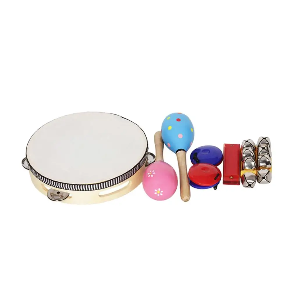 1 Set  Castanets Harmonica Tambourine Mini Percussion Instrument