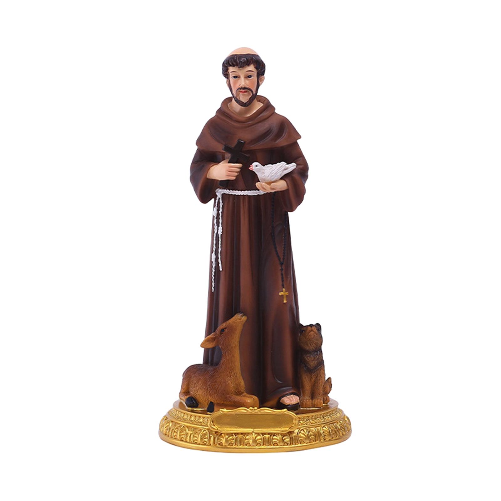 Saint Francis of Assisi Statue Resin Decorative Holy Figurine Home Decor