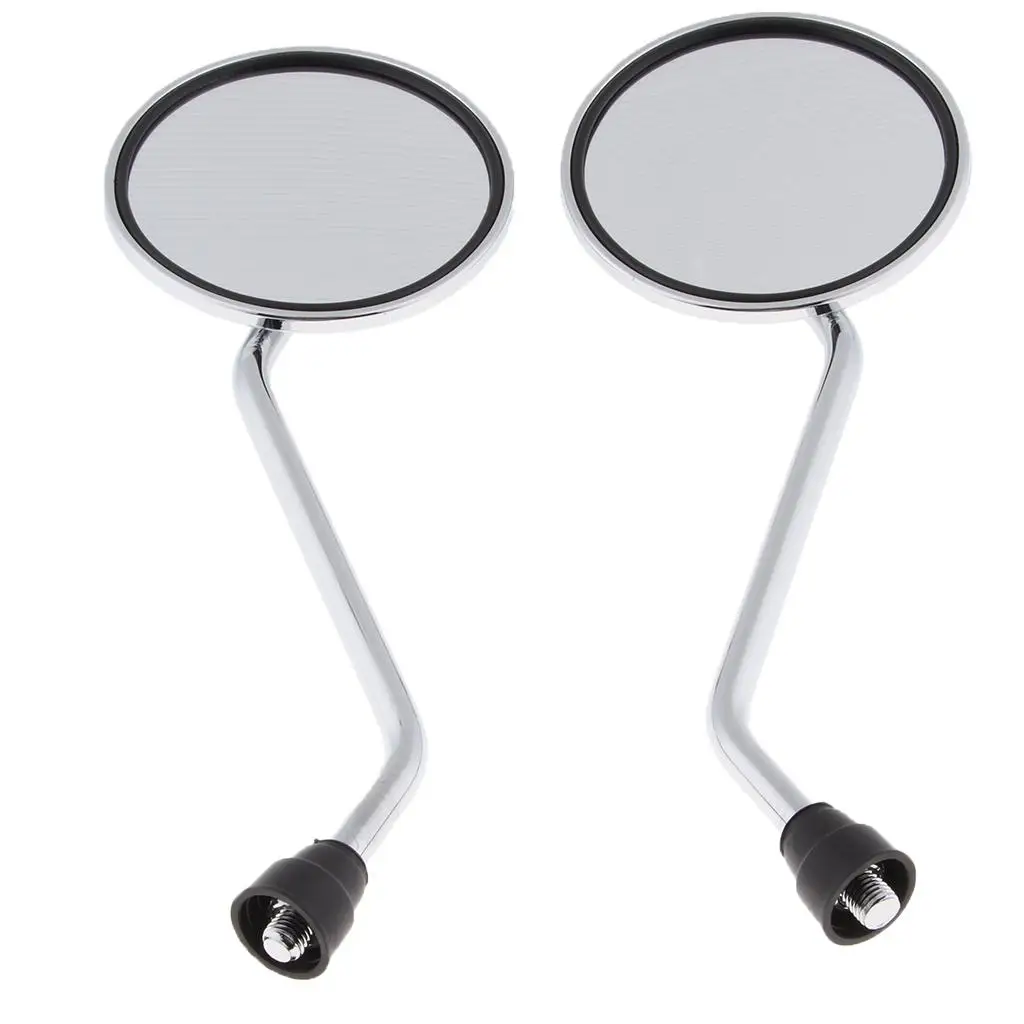 Round Rear View Side Mirrors for Motorcycle Cruiser Chopper ATV Scooter 10mm