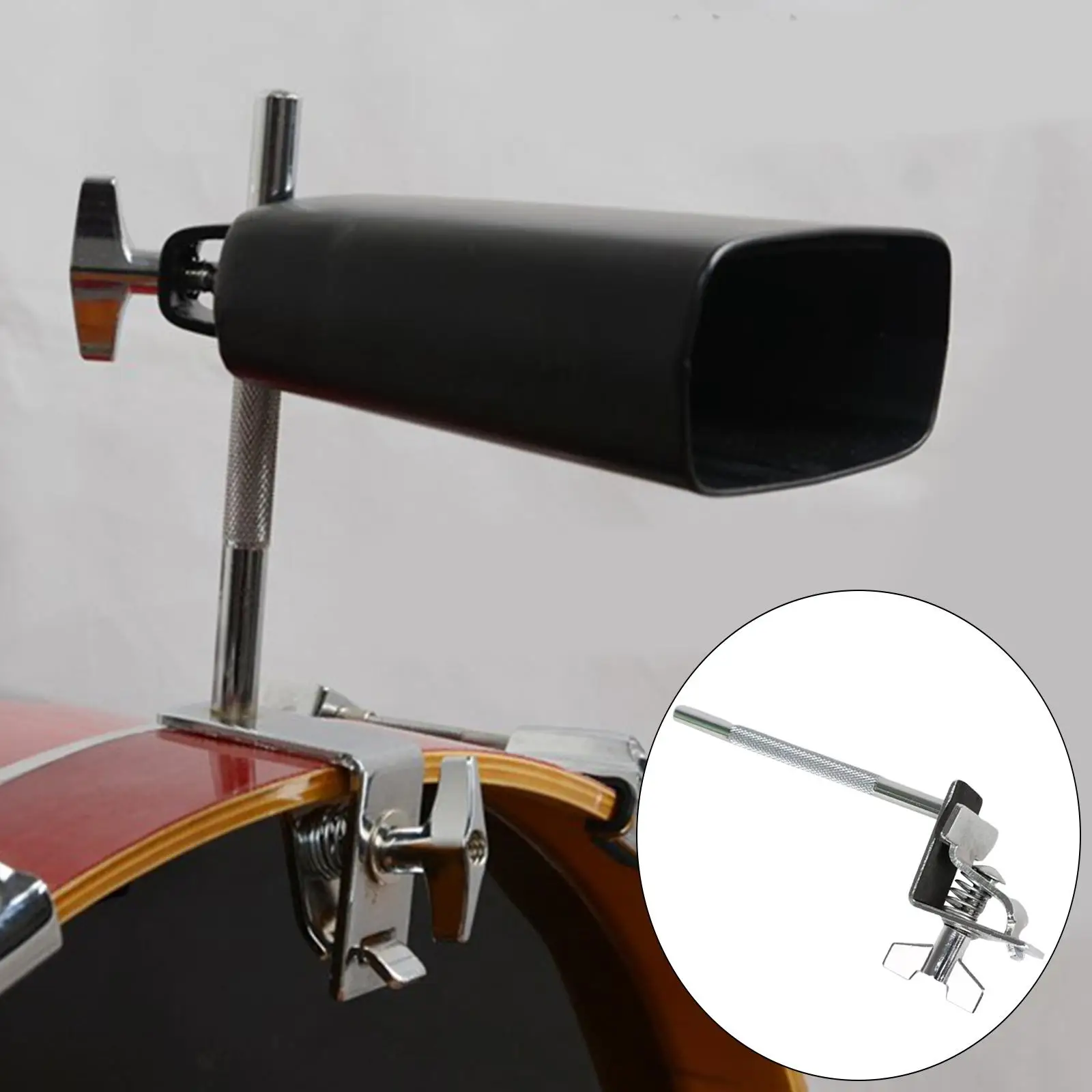 Silver Bass Drum Cowbell Holder Clamp Surface Plating Easy Install Support