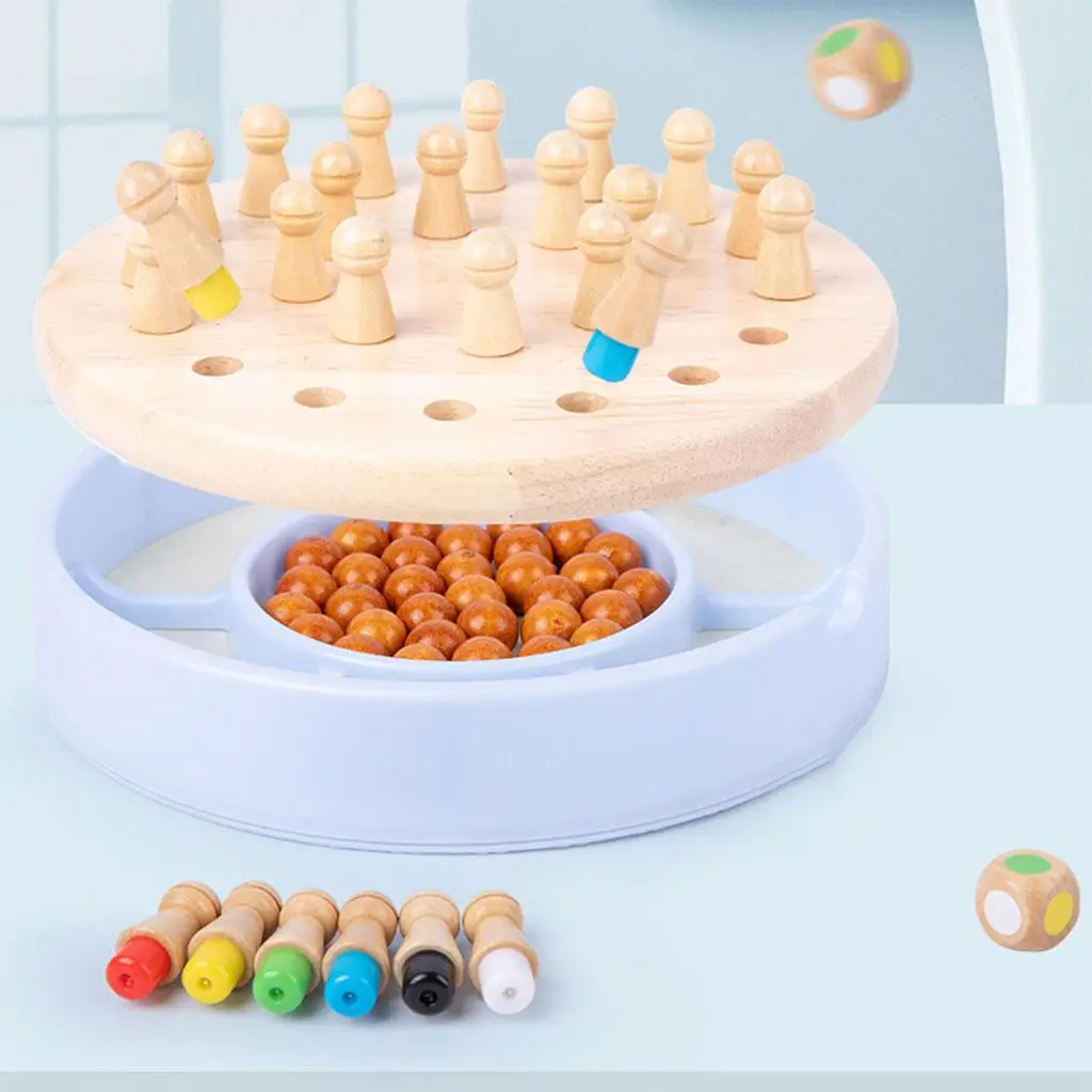 Wooden Memory Chess Brain Teaser Toy Puzzle Game for Family Party Girls
