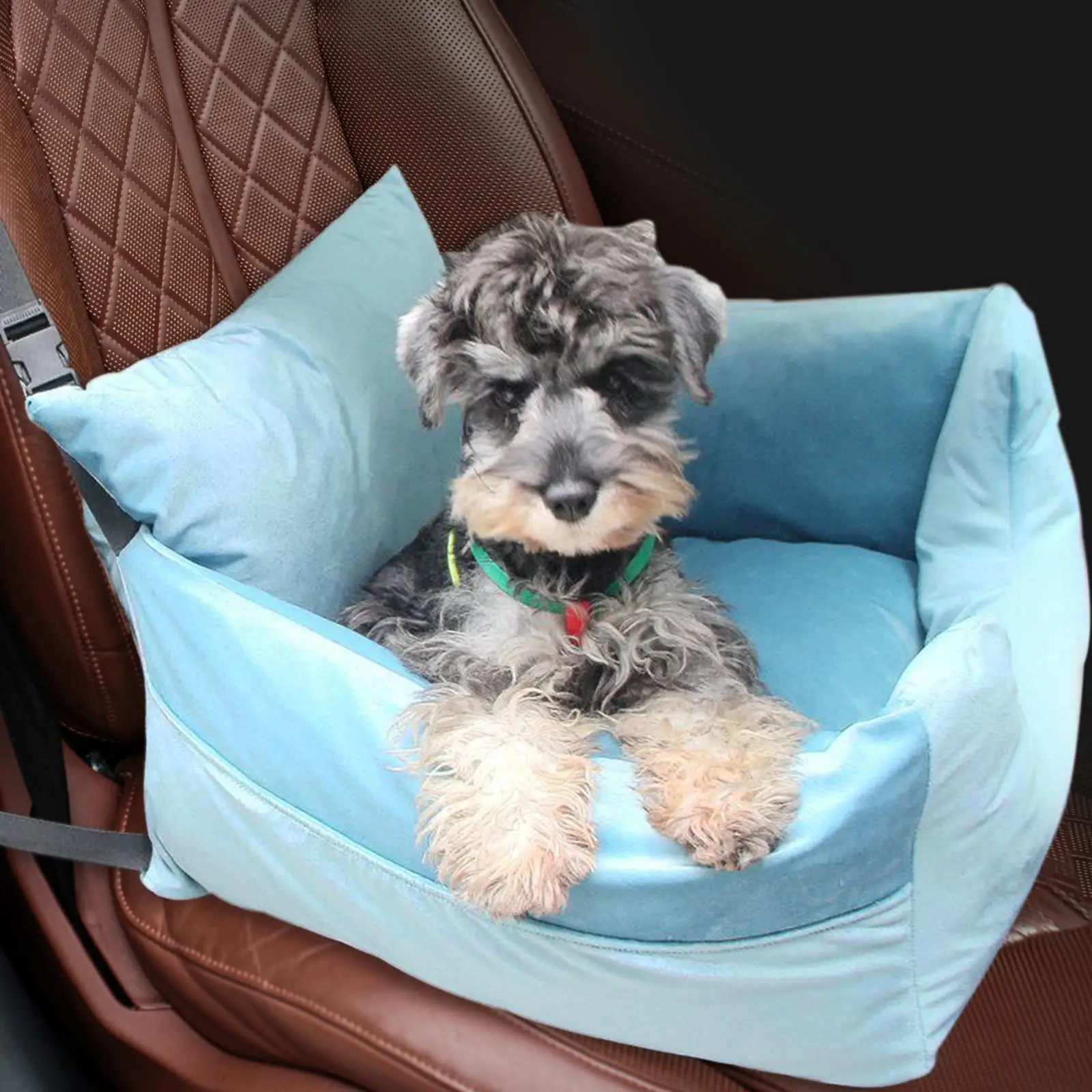 Pet Dog Carrier Car Bed with Fixed Strap Washable Hand Washable or Machine Washable Accessories for Little Puppy, Small Pets