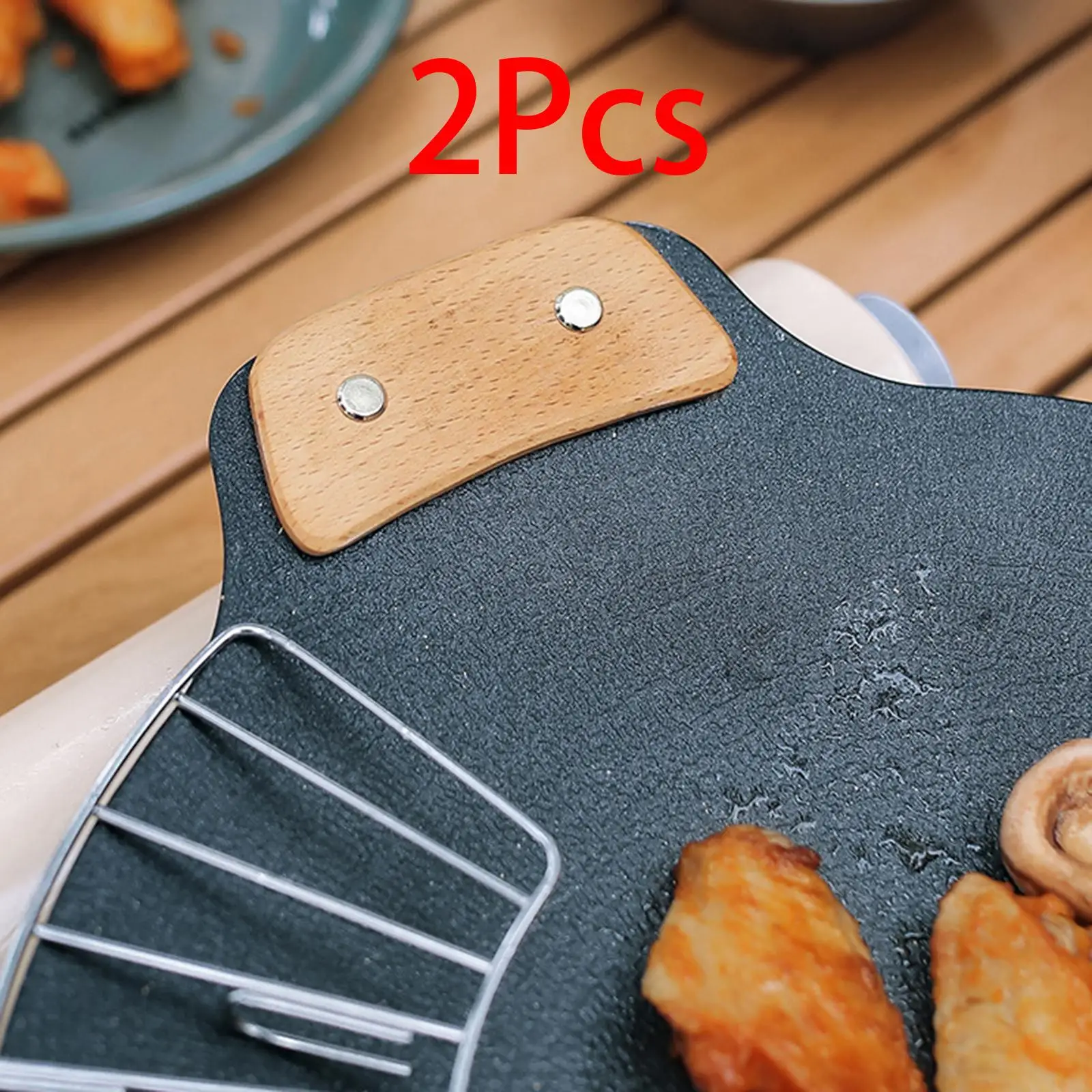 Solid Wood BBQ Barbecue Pan Handle Anti Scalding Replacement for Griddle Pot