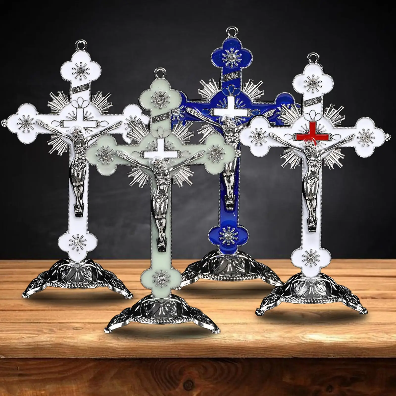 Crucifix with Base Decor On Cross Catholic Tabletop with Base