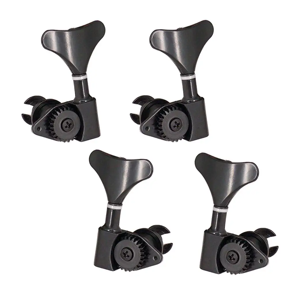 4 pieces 2L2R Electric Bass Tuning Pegs  Heads Knobs W/ Screws Black