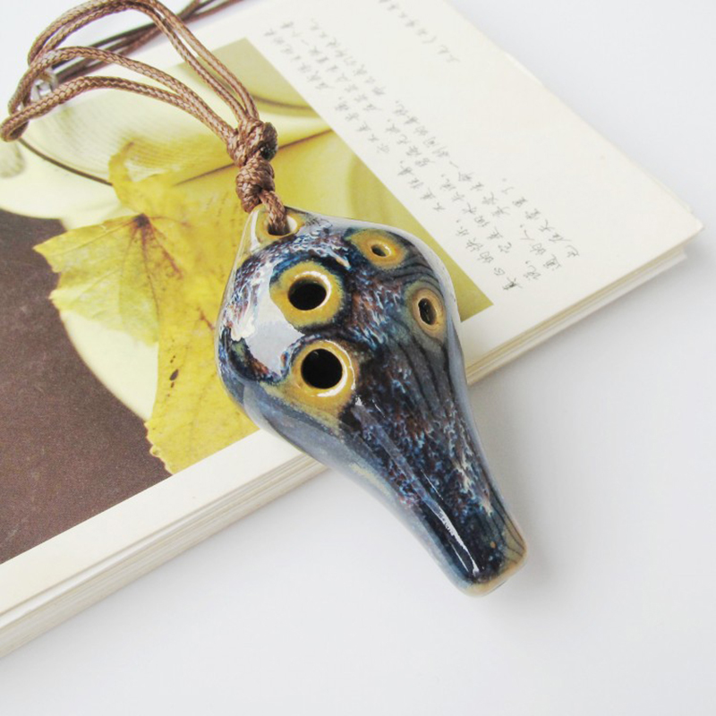 1 Stück 6 Loch kleine Okarina Flöte Anfänger Instrument touristische Souvenir Instrument Zubehör Keramik Anhänger Student Kunst versorgung – Detail 5