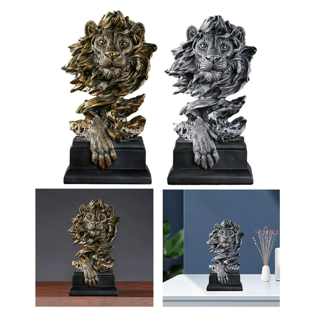 Lion Statue with Base Craft Animal Collectible Figurine Ornament  Tabletop Shelf Cabinet Arrangement  Bookcase Ornament