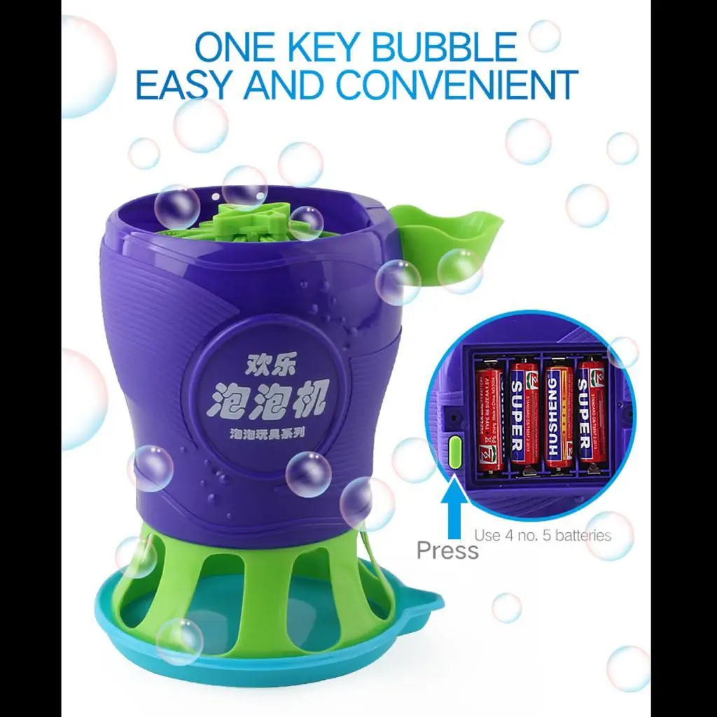 Bubble Maker Machine Kids Toddlers Gifts Game Toy 8 Holes Rotary Access