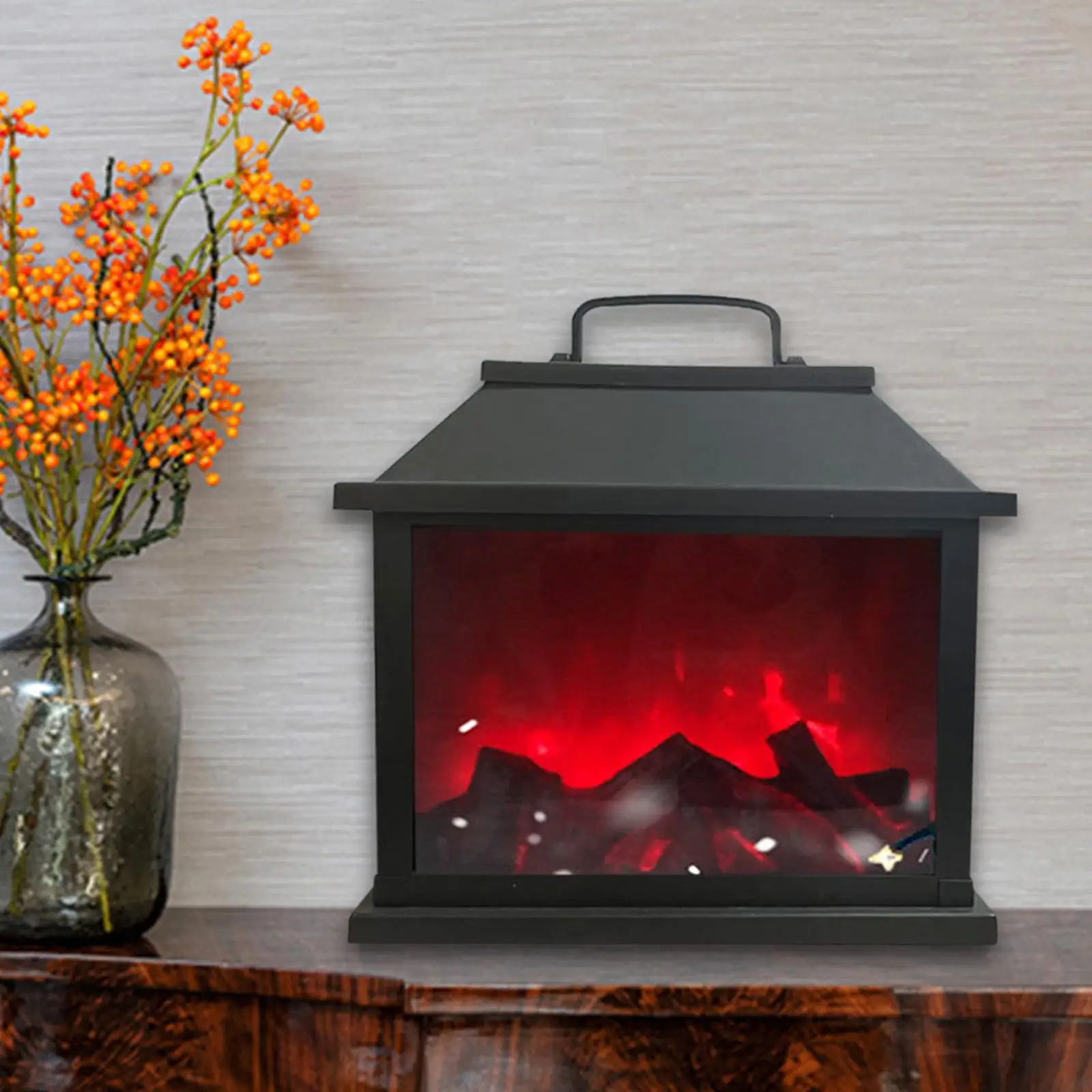 LED Fireplace Lantern Tabletop Lamp /USB Powered Home Decor