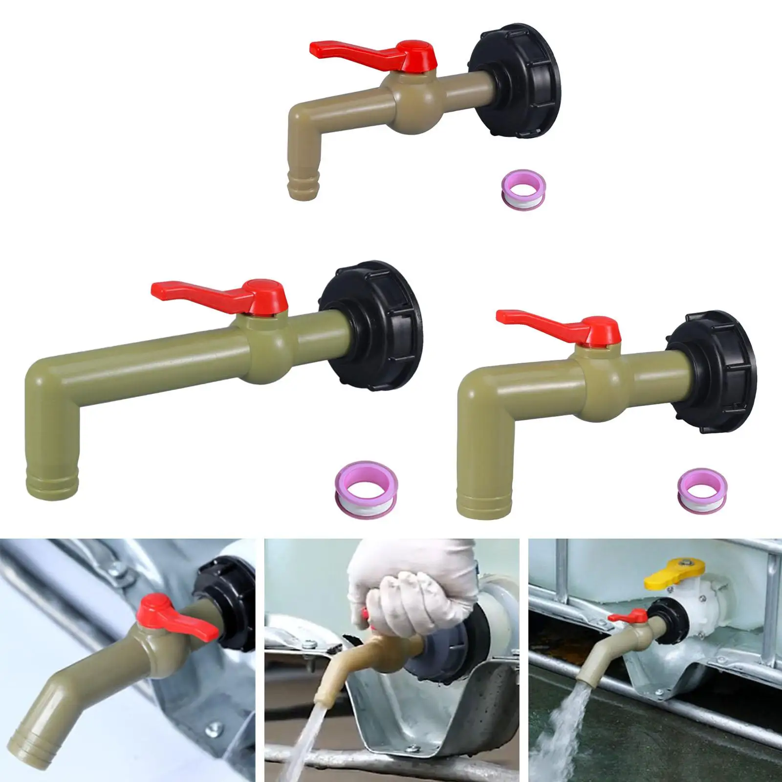 IBC Tank Adapter Coarse Thread Quick Connect Leakproof Water Outlet Connector Valve Fitting for 1000L Barrel Replacement Parts