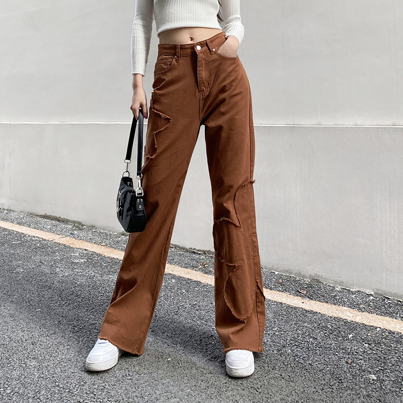 New Aesthetic Baggy Jeans Women Brown 