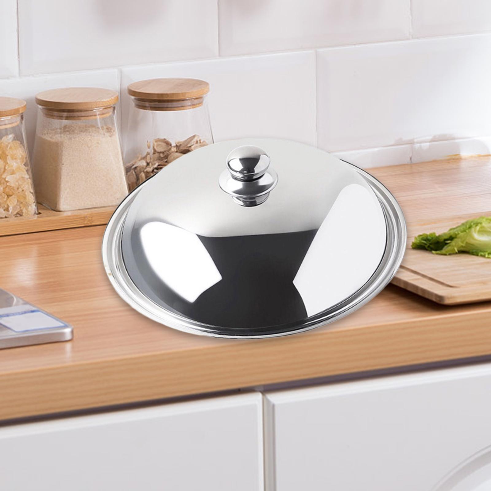 Stainless Steel Wok Lid Cover Multipurpose Bakeware Pot Anti Scald Professional Cooking Pot Lid Skillet Lid for Kitchen Cheese