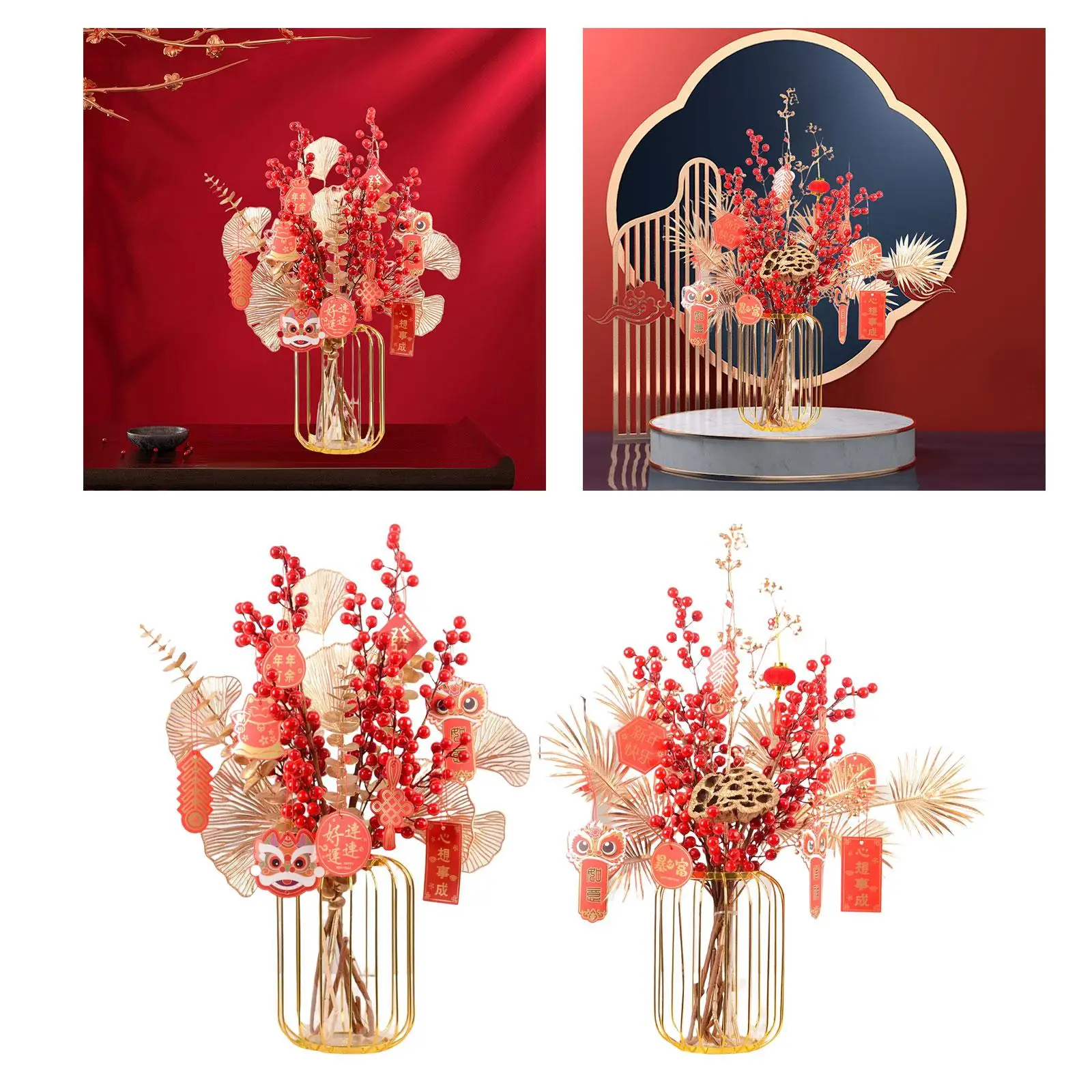 Chinese Flower Basket Ornament Branches Table Centerpiece Flower Arrangement for Fall Harvest Wedding Store Thanksgiving Decor