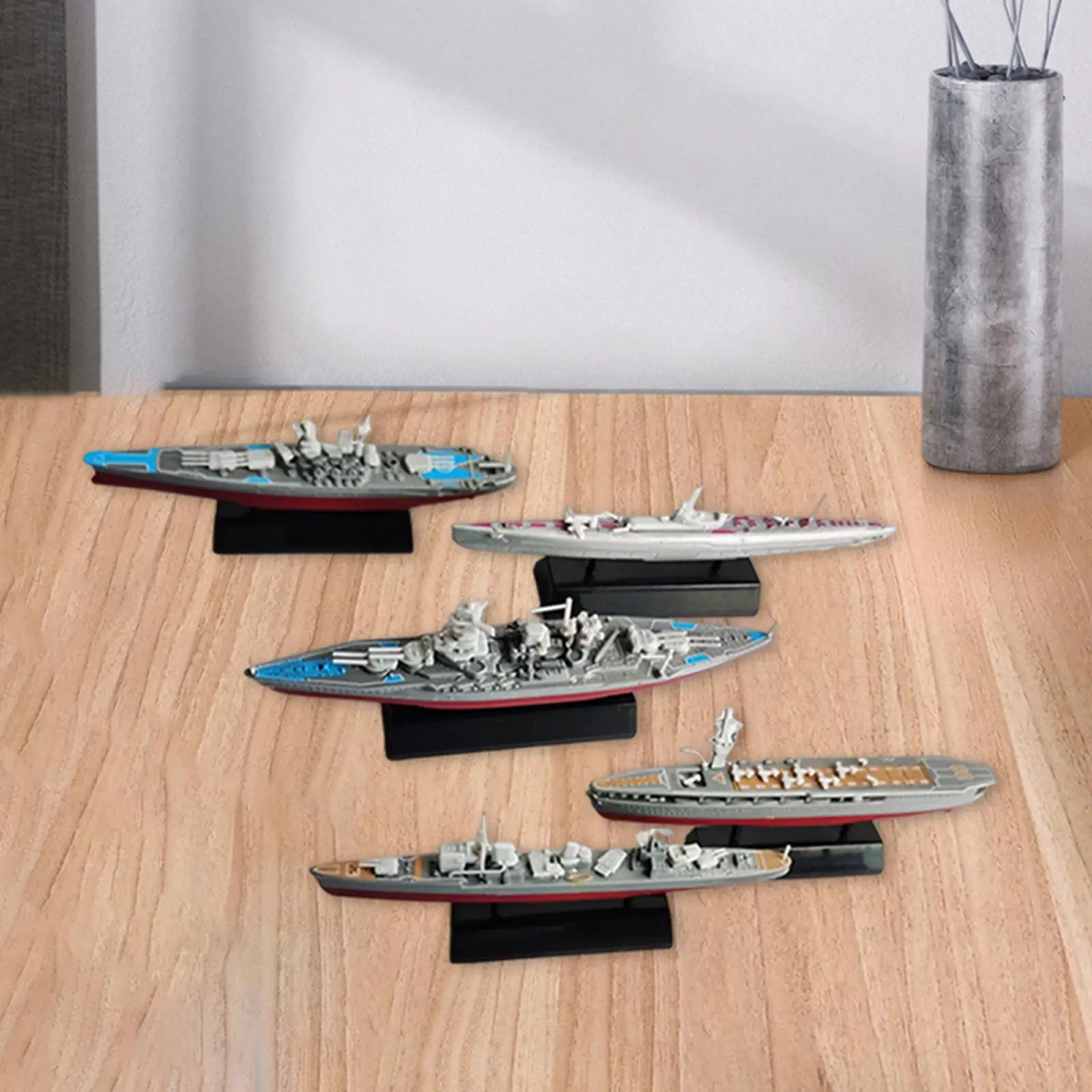 5x Mini Warship Watercraft Model Souvenir Ornaments Gifts Military Display Durable Ship Boat for Book Shelf Teenagers Adult Kids