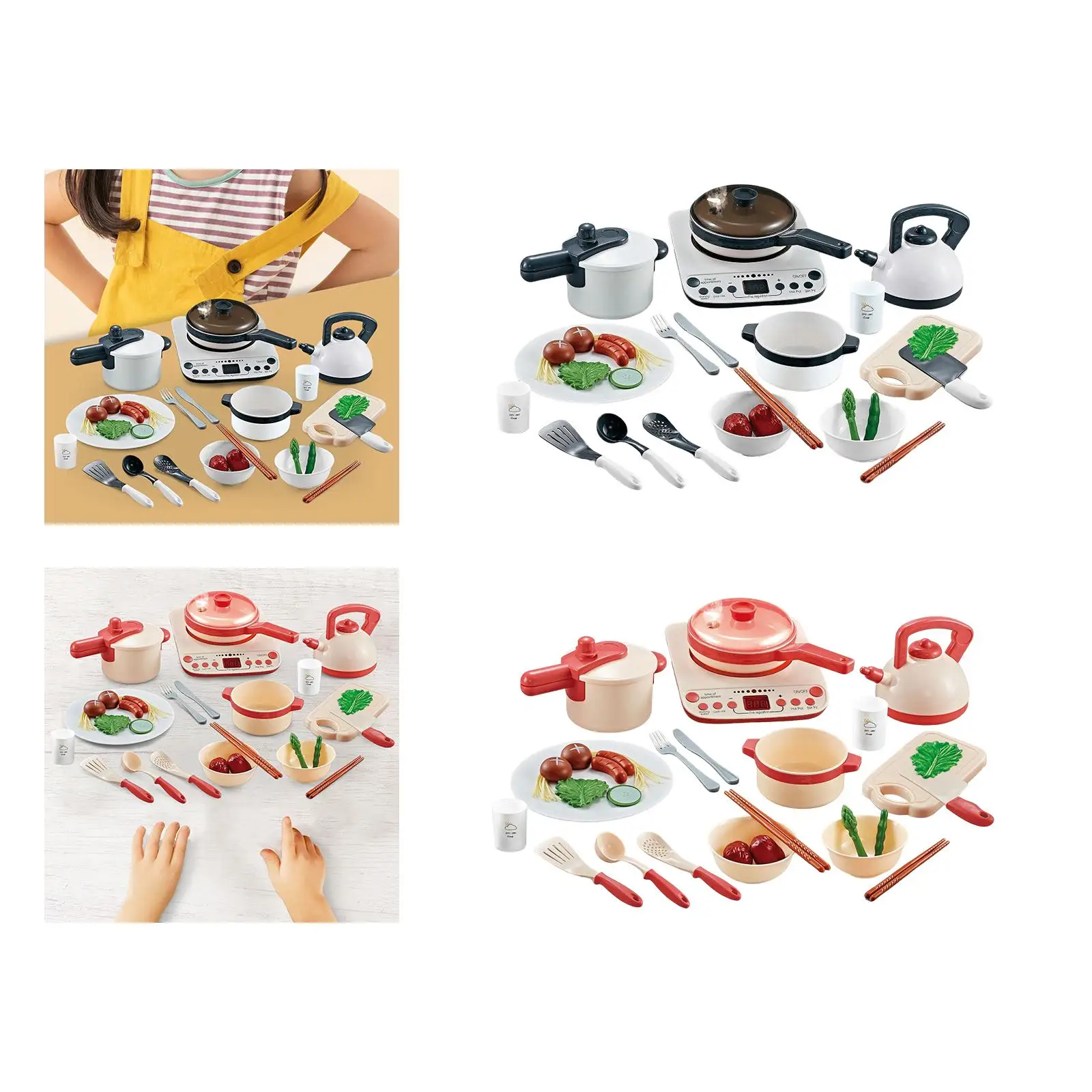 kitchen toys Kitchen Accessories Set Food Set with Induction Cooktop Canned Toy Toddler Pretend Cooking Playset for Toddler