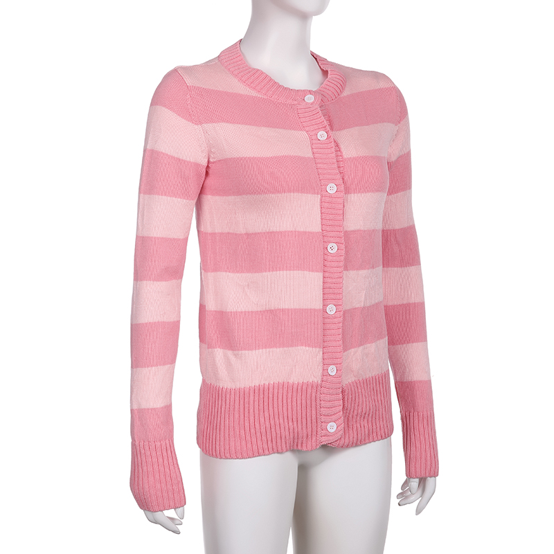 dourbesty doce bonito rosa cardigan feminino botão acima listras manga longa malha tops fairycore camisola streetwear