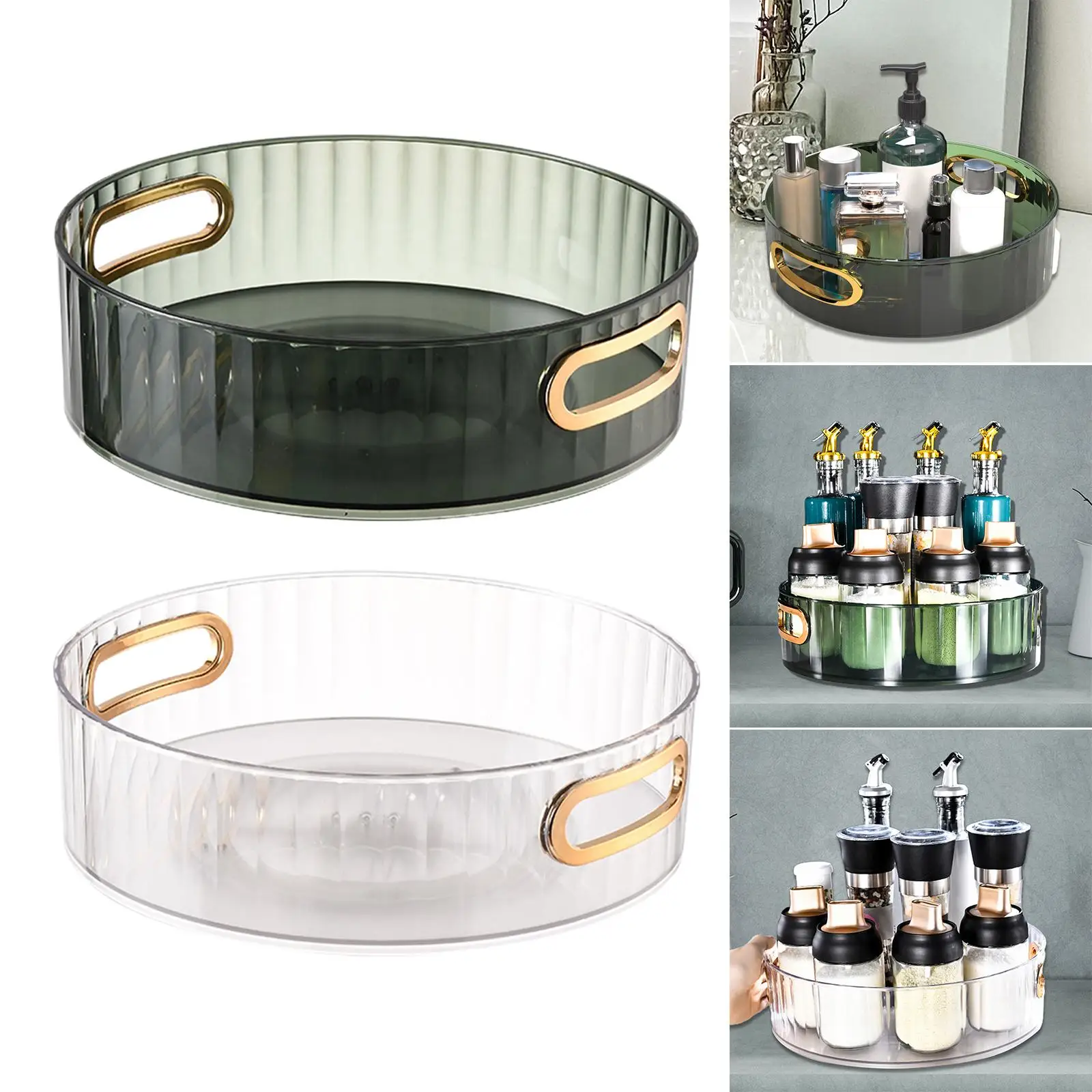 Nordic Style Perfume Display Tray Rotating Spice Holder Turntable Cupboard Organizer for Living Room