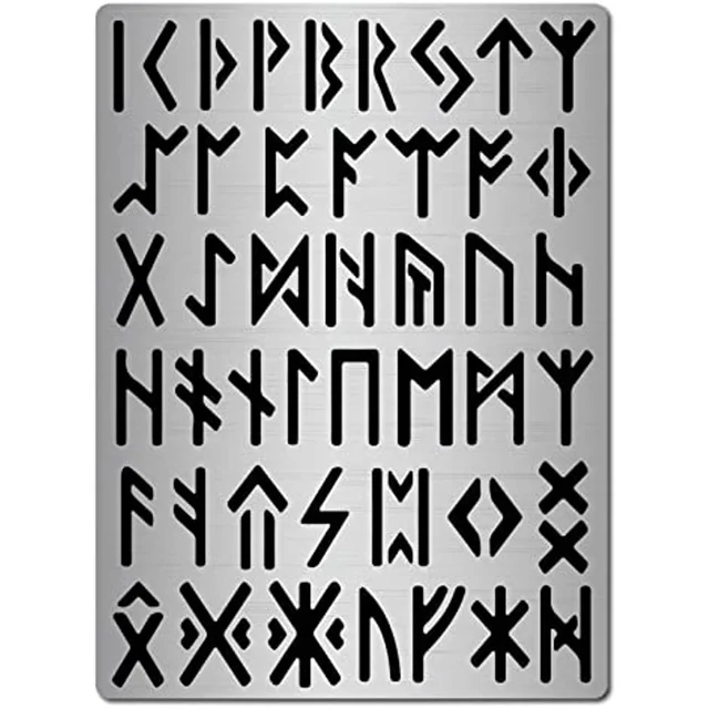 6.3 Inch Metal Runes Stencil Stainless Steel Wood Burning Stencils and  Patterns Reusable Templates Journal Tool
