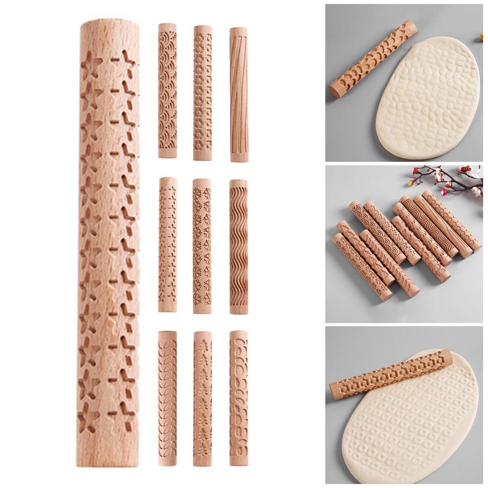 Description Picture 6 of itemRolling Pin Non-stick Wood Dough Roller High Density Lightweight Pastry Roller 3D Pattern Engraved Fondant Roller Mini Gadget