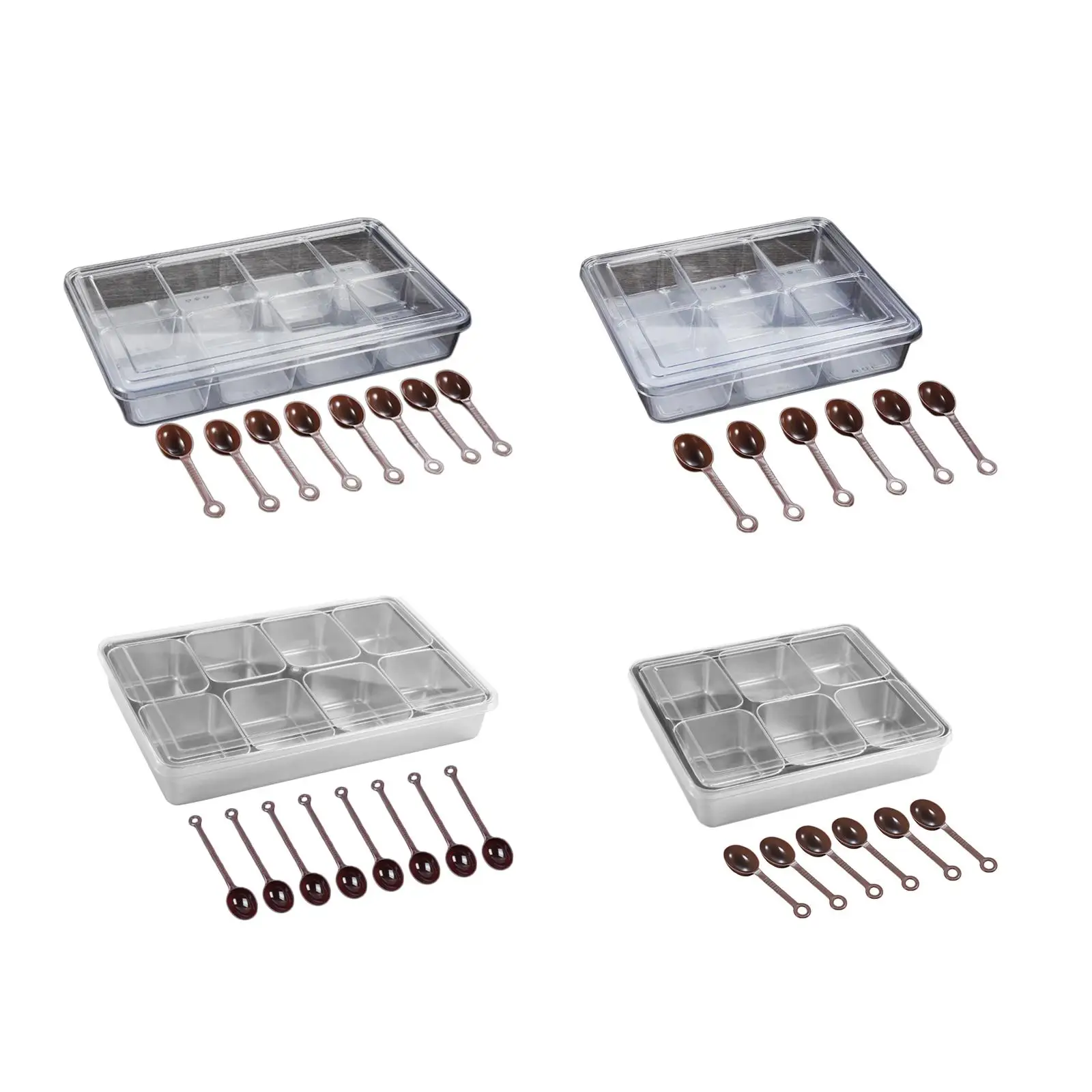 Seasoning  Box Transparent Multifunction Compartment Trinket Trays