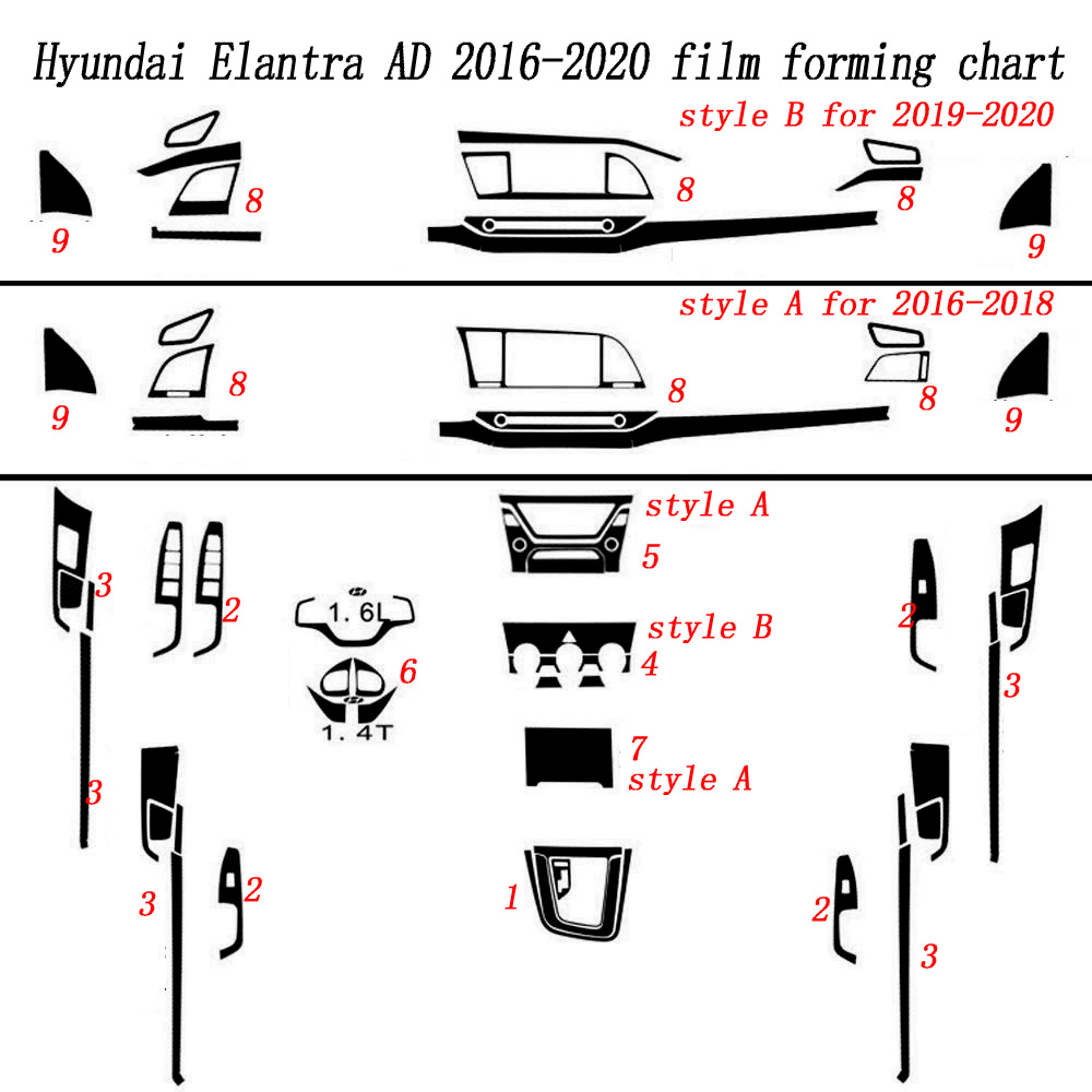 Самоклеящиеся автомобильные наклейки для Hyundai Elantra AD 2016-2019,  виниловые автомобильные наклейки и наклейки из углеродного волокна,  аксессуары для стайлинга автомобиля | AliExpress