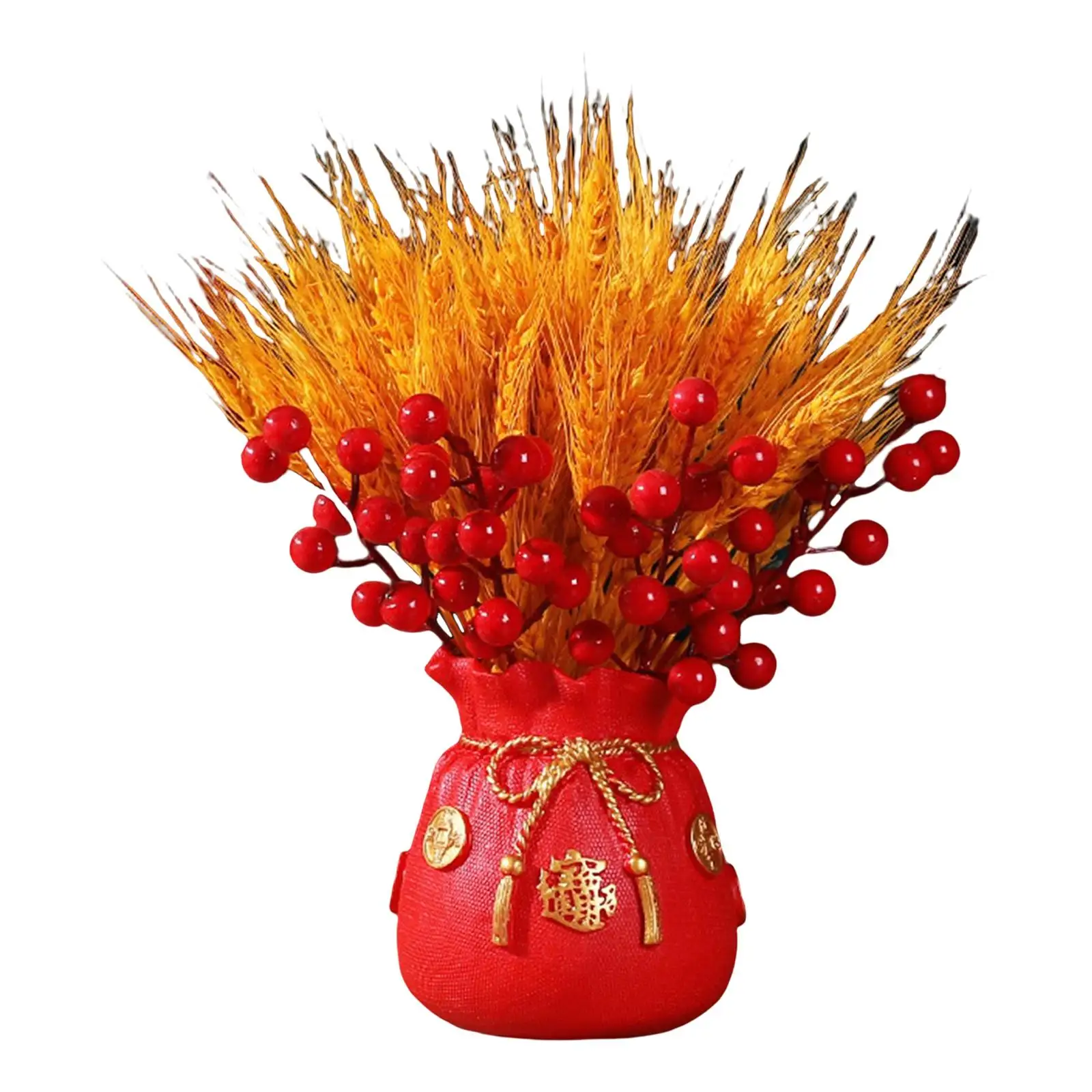 Chinese Bag Shape Dried Flower Vase Pot Desktop Bonsai Ornament for Events