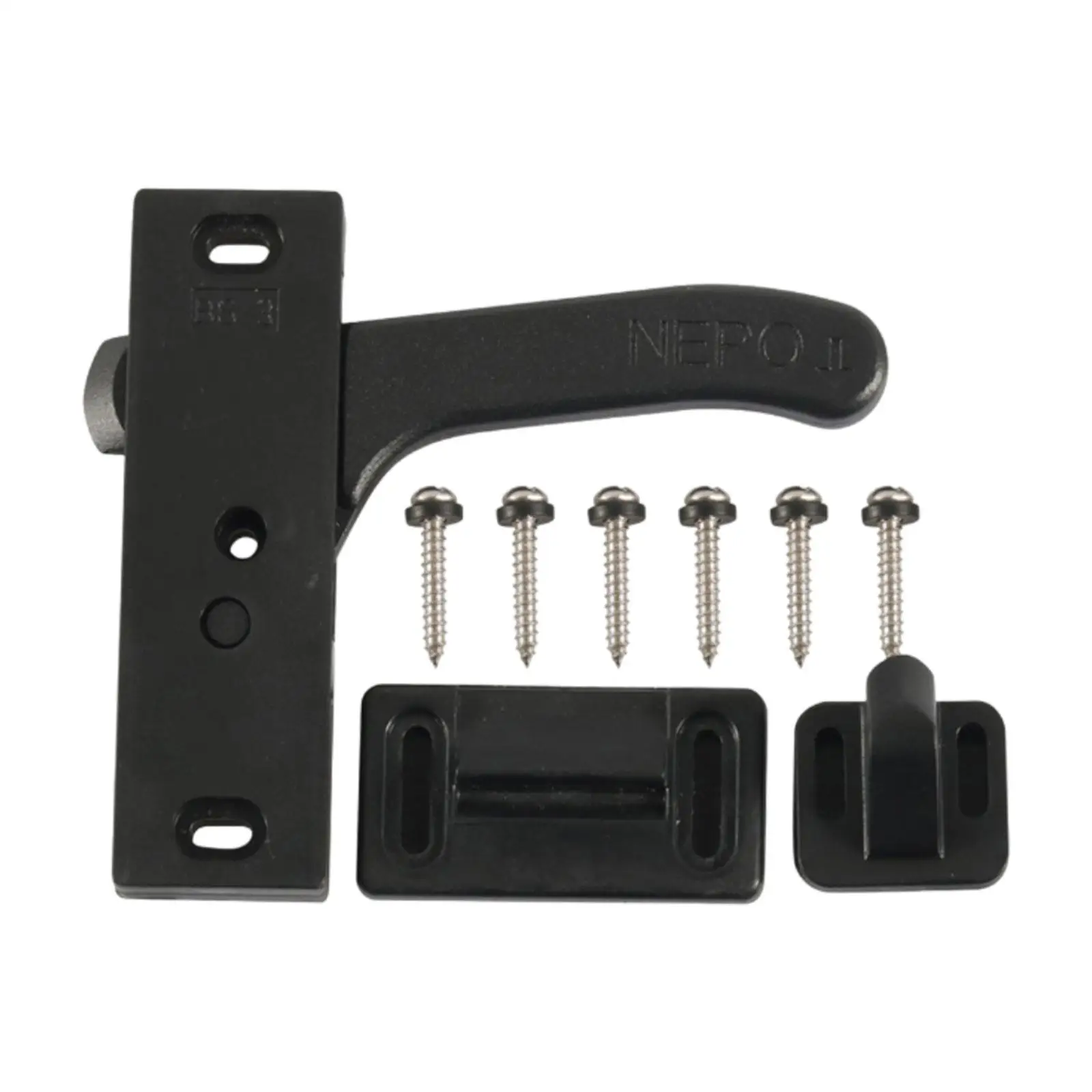 Black RV Screen Door Latch Accessory Replaces Assembly Mounting Hardware Right Hand Handle Kit for Travel Trailer Motorhome