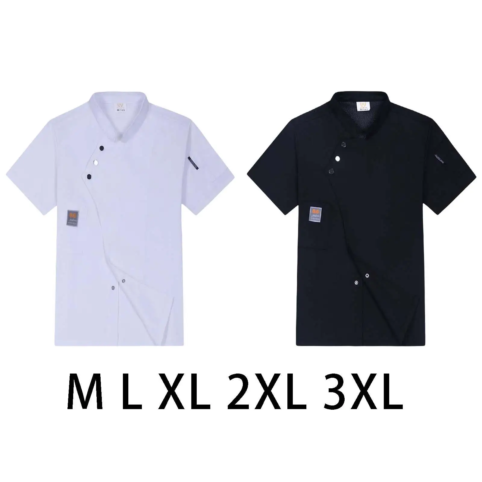 Unisex Chef Coat Short Sleeve Breathable Cotton Chef Jacket for Hotel Bakery