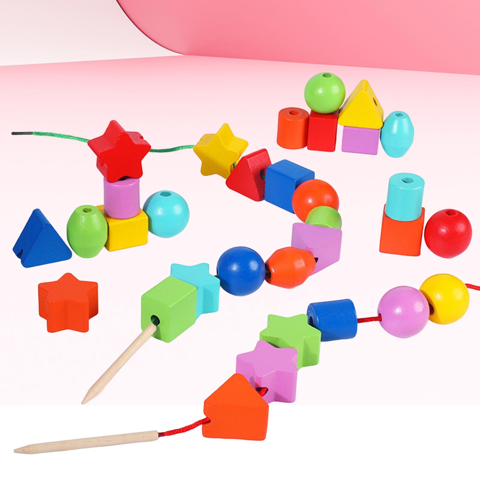 Lacing Beads Toys Large Lace Beads Toys for Activity shape Recognition Interaction