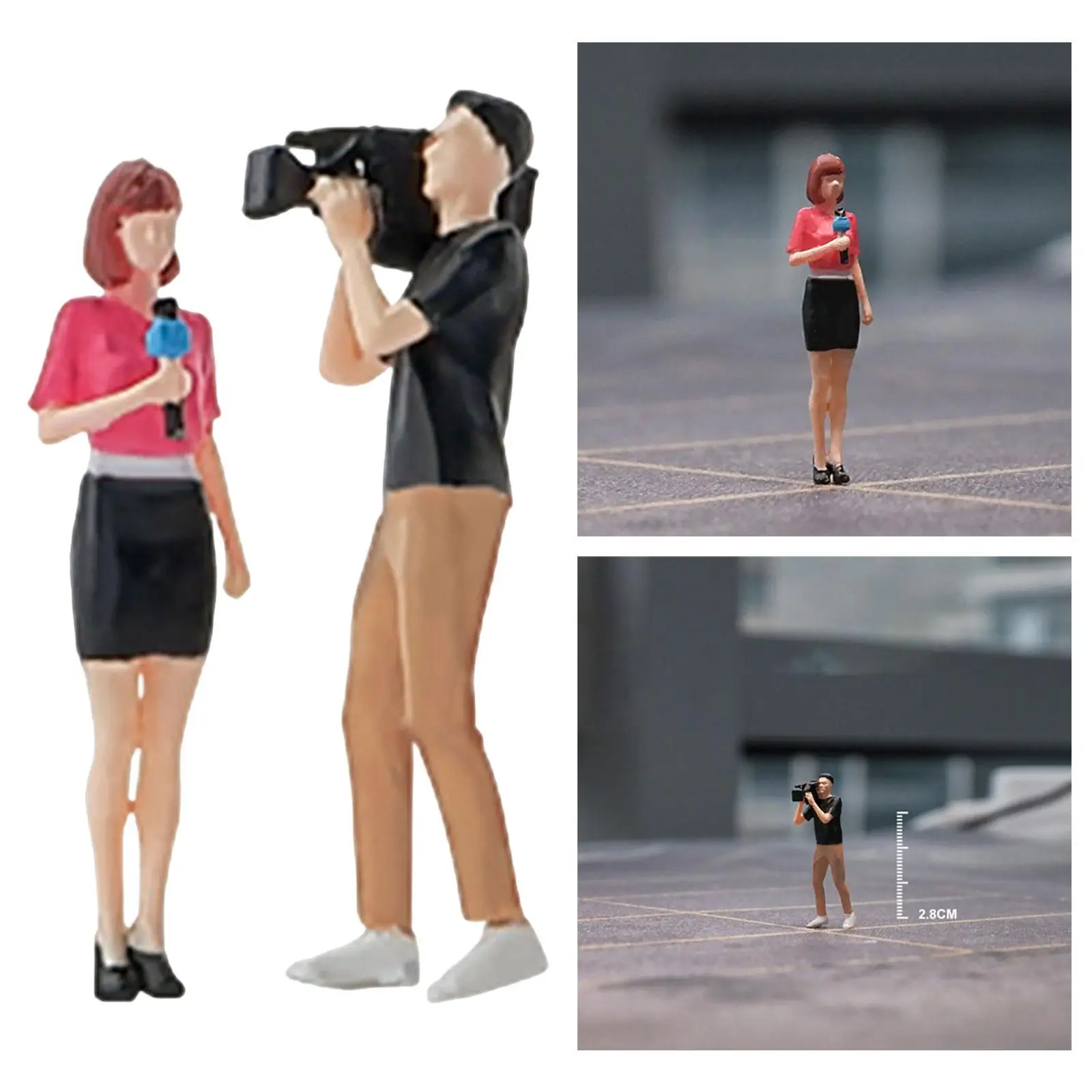 Miniature 1/64 Scale Model Toy Dioramas Train Railway Collections Female Reporter Decor