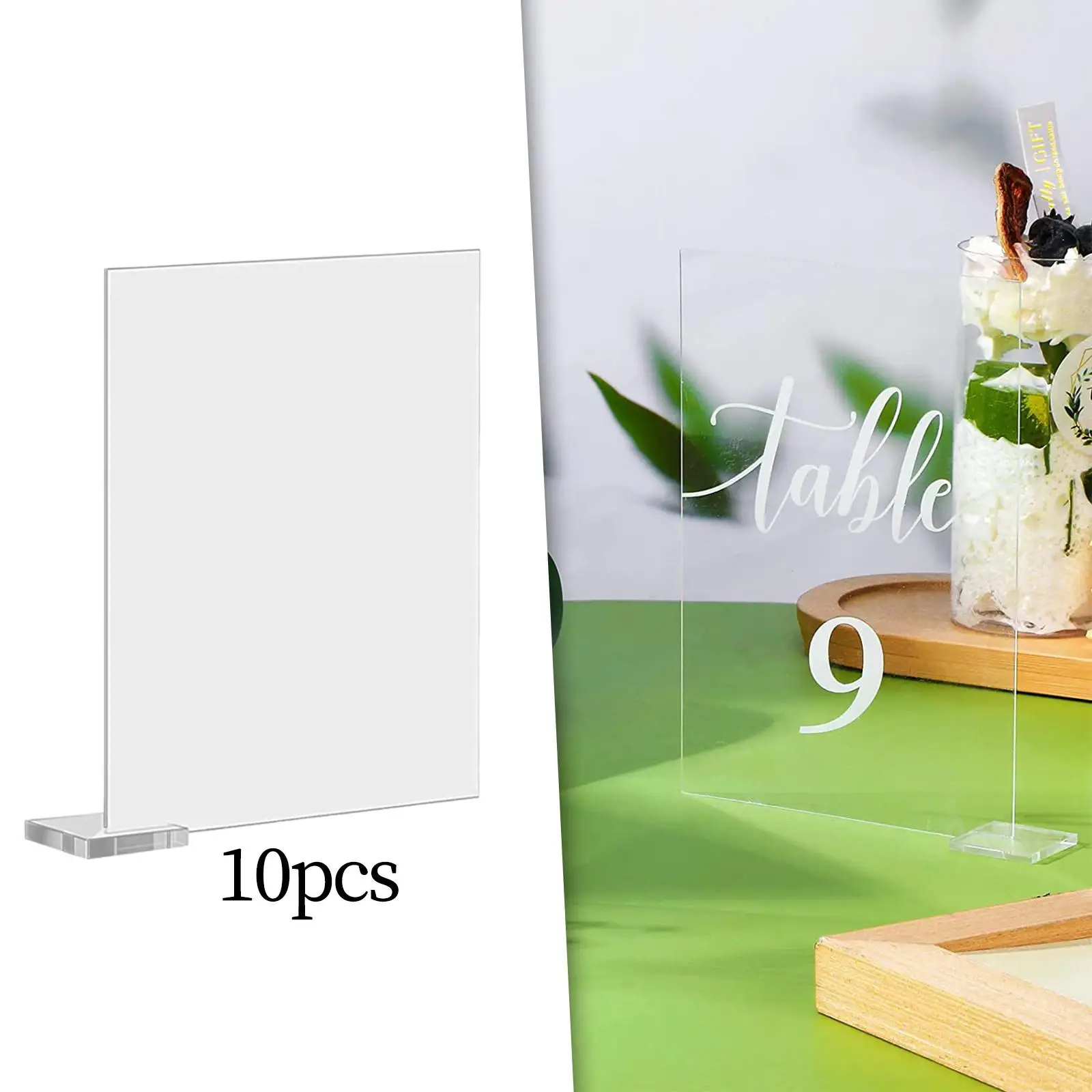 10Pcs Rectangle Acrylic Place Cards Holder Blank  DIY Acrylic Signs for Wedding Table Seating Reception Dinner Food Signs