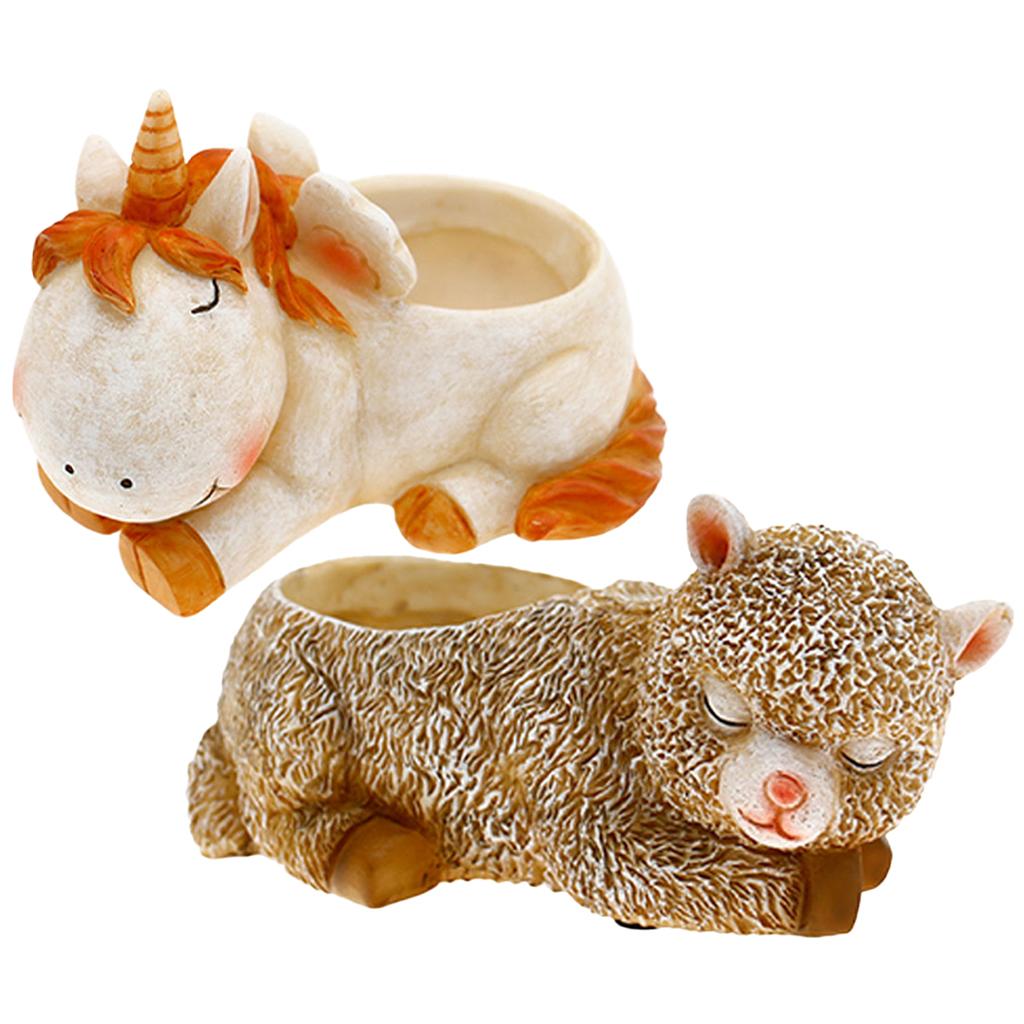 Unicorn Alpaca Animals Succulent Flower Pot Desktop Decoration Flower Pots Ornaments Creative Home Decor Office Desk Decoration