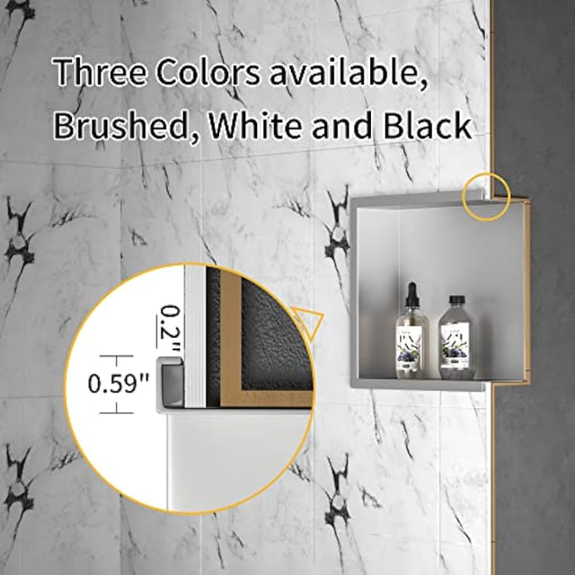 Bernkot Stainless Steel Shower NICHE 24 x 12 Matte Black No Tile Needed Recessed Shower Shelf for Bathroom Storage Over Mount Installation