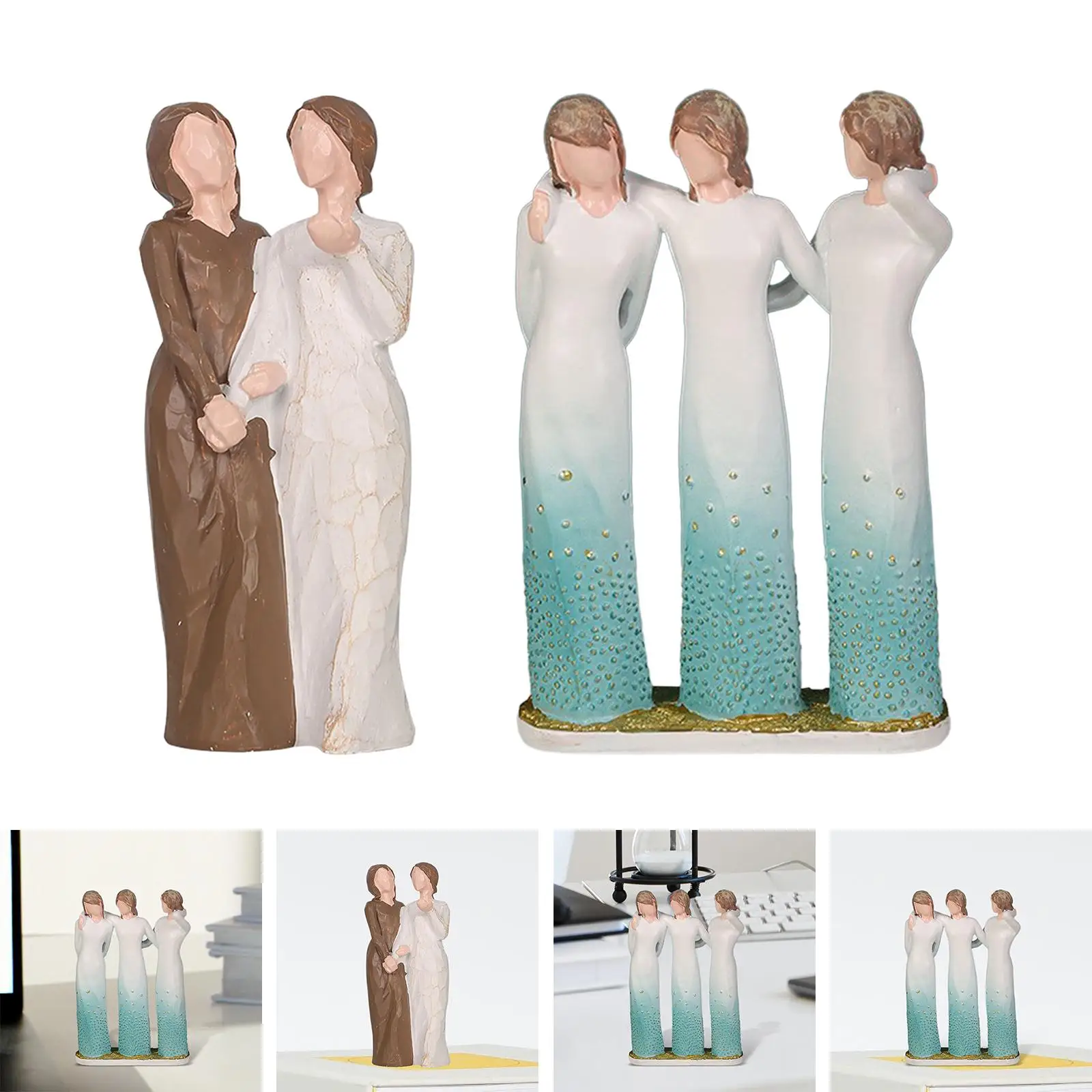 Sister Figurine Tabletop Sculpture Gift for Best Friend Bestie for Bookshelf Living Room Entrance Cabinet Bedroom Christmas