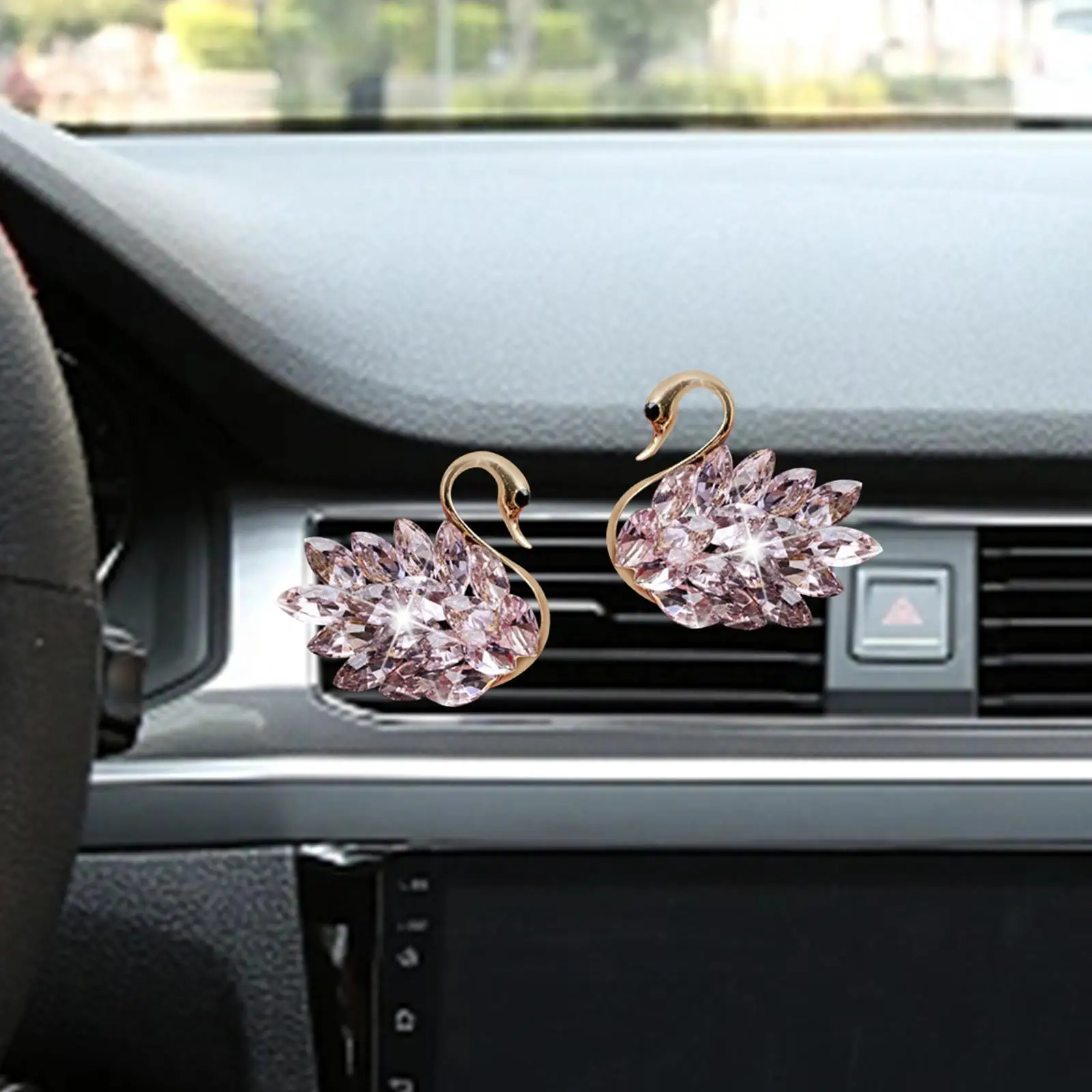 2 Pieces Car Air Outlet Diffuser Car Supplies Decoration Accessories Creative Metal Car Fragrance Auto Clip Swan Shape