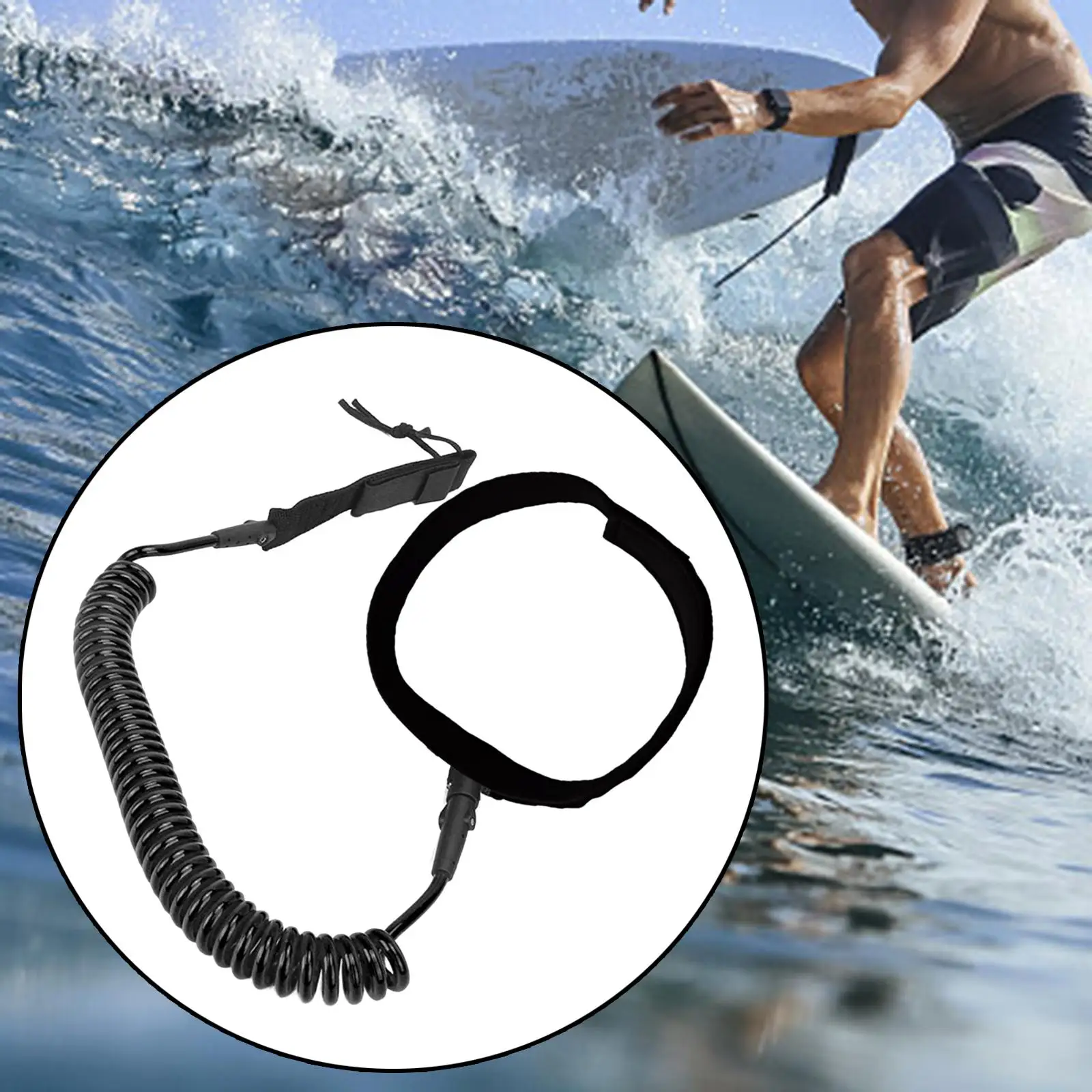 Surf Leash Surf Board Leashes Elastic Cord Coiled Surfboard Leash for All Types of Surfboards Shortboard Longboard Skimboard